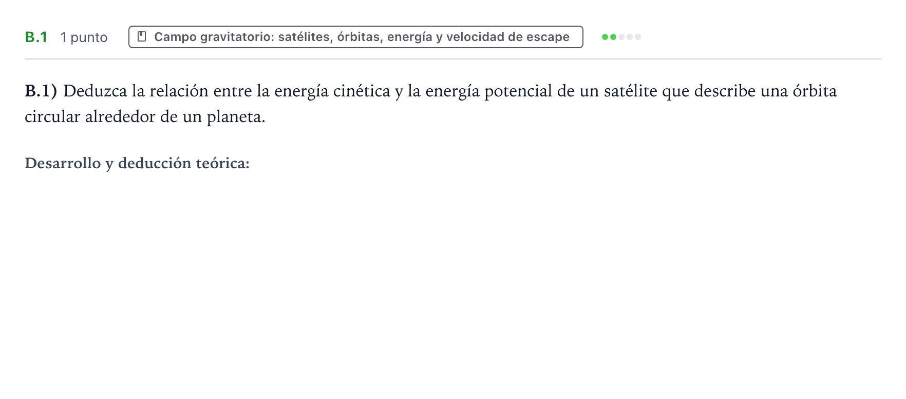 Enunciado: Ejercicio B.1 · Física PAU Castilla y León Extraordinaria 2024