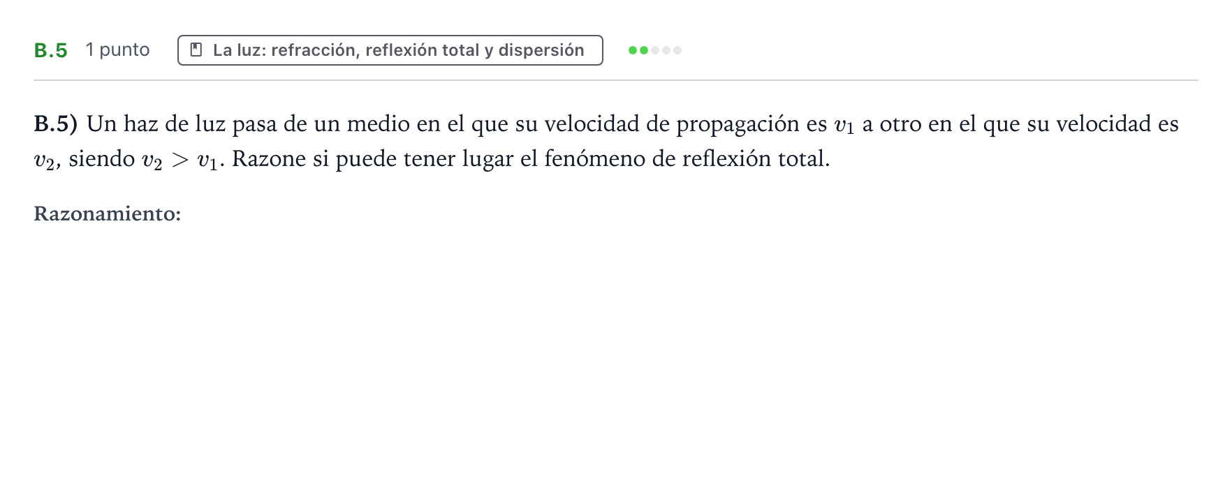 Enunciado: Ejercicio B.5 · Física PAU Castilla y León Extraordinaria 2024