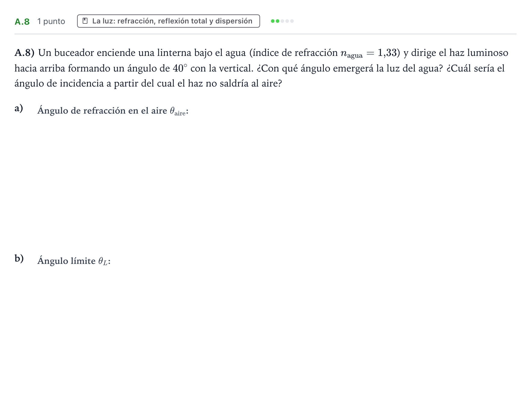 Enunciado: Ejercicio A.8 · Física PAU Castilla y León Ordinaria 2024