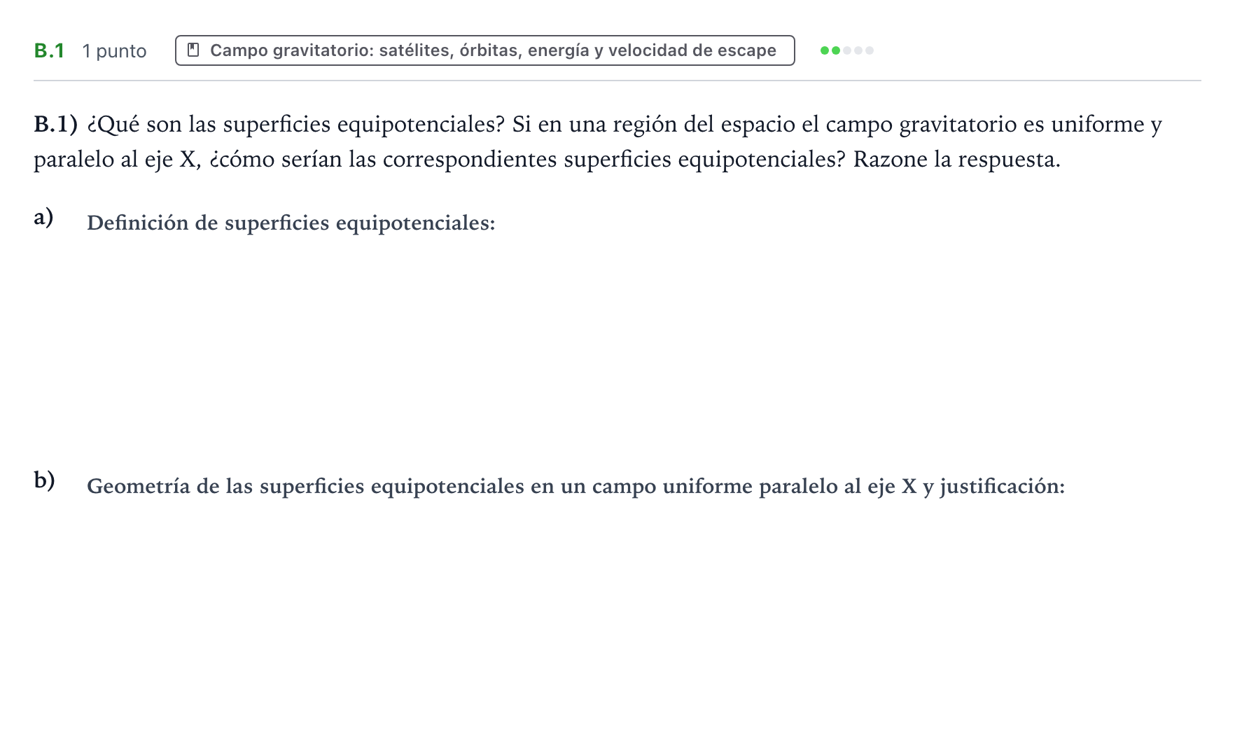 Enunciado: Ejercicio B.1 · Física PAU Castilla y León Ordinaria 2024
