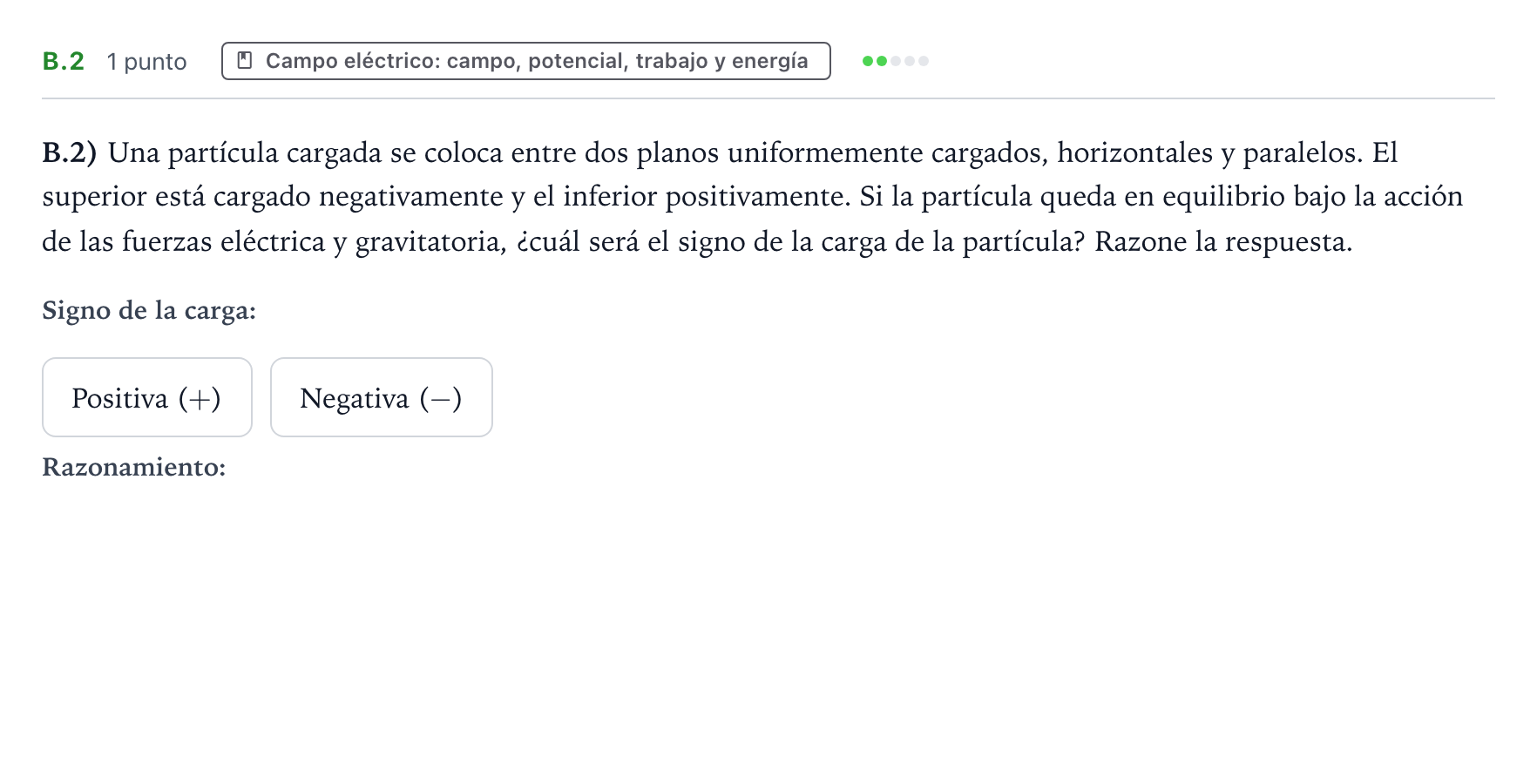 Enunciado: Ejercicio B.2 · Física PAU Castilla y León Ordinaria 2024
