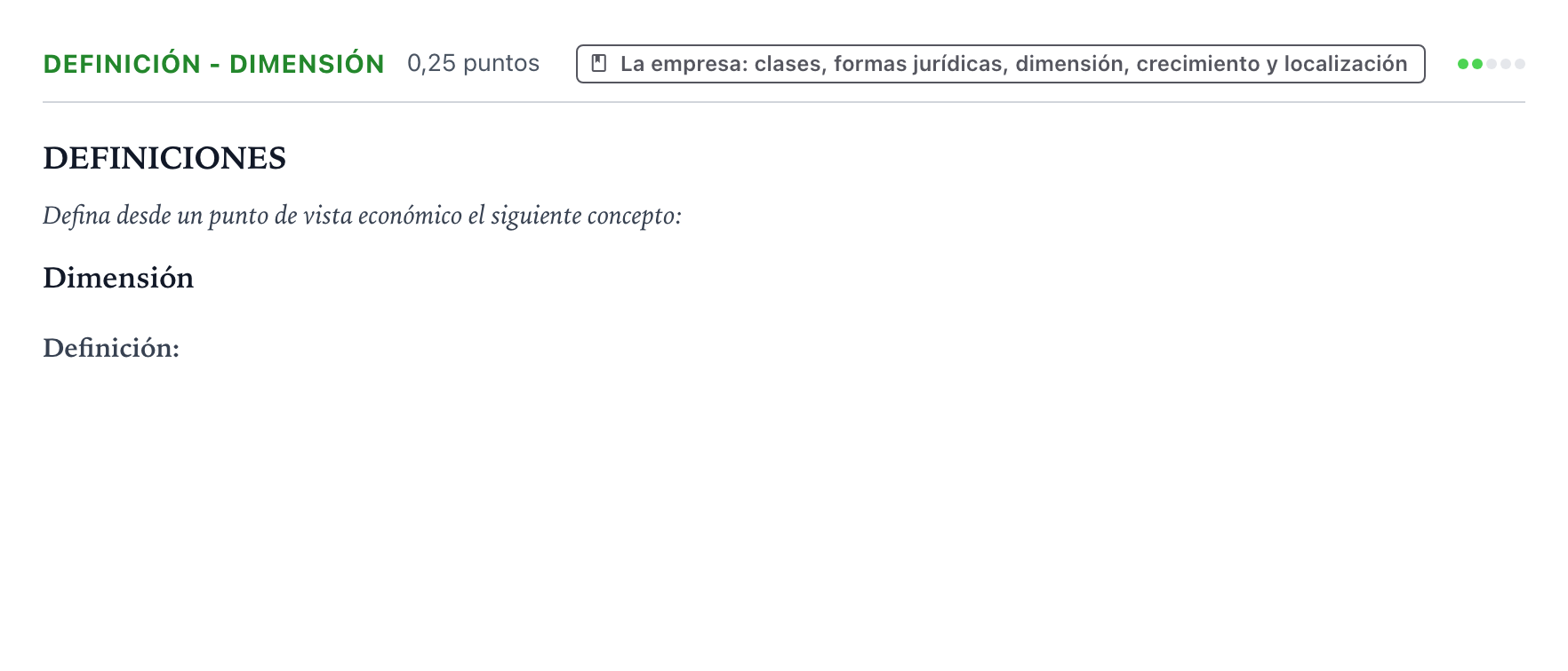 Enunciado: Ejercicio Definición - Dimensión · Empresa y Diseño de Modelos de Negocio PAU Castilla y León Extraordinaria 2024