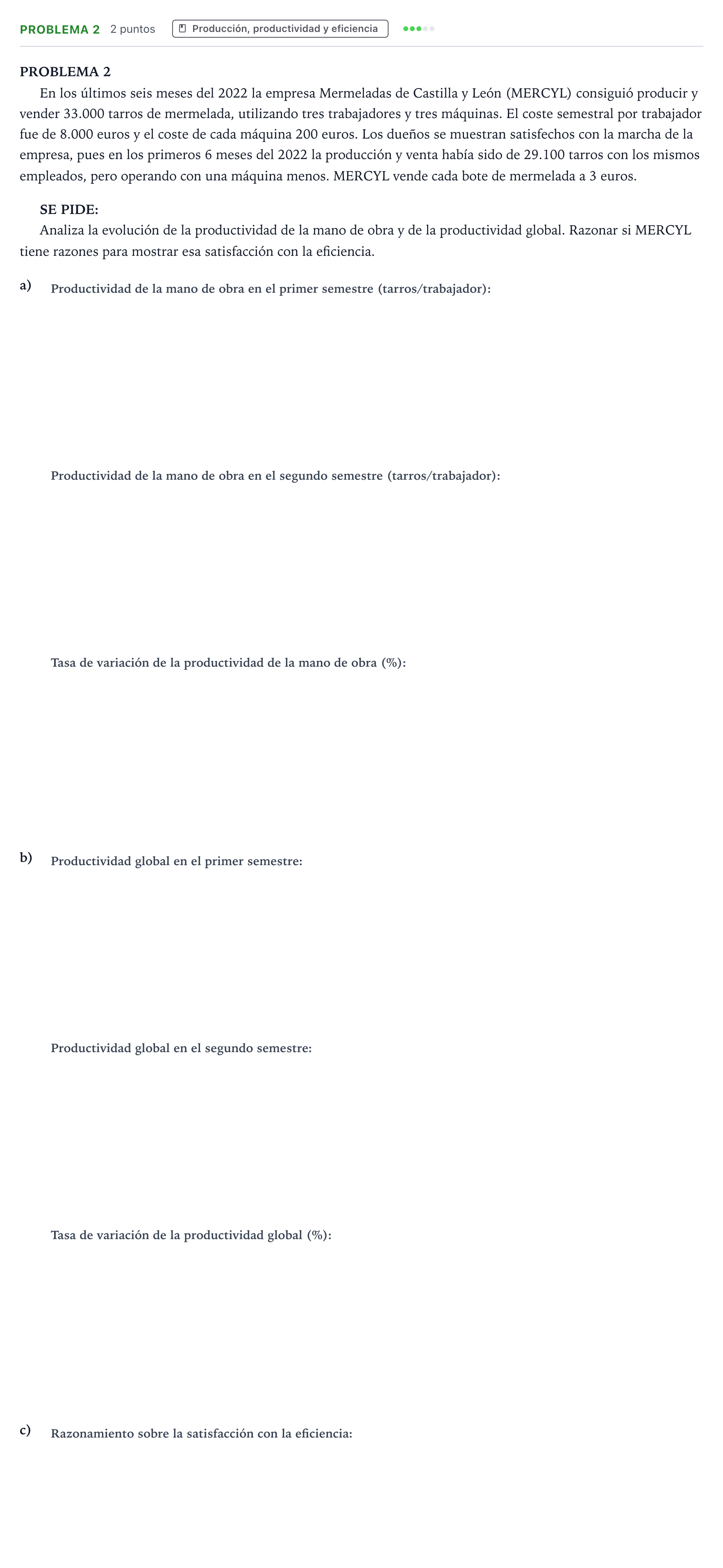 Enunciado: Problema 2 · Empresa y Diseño de Modelos de Negocio PAU Castilla y León Extraordinaria 2024