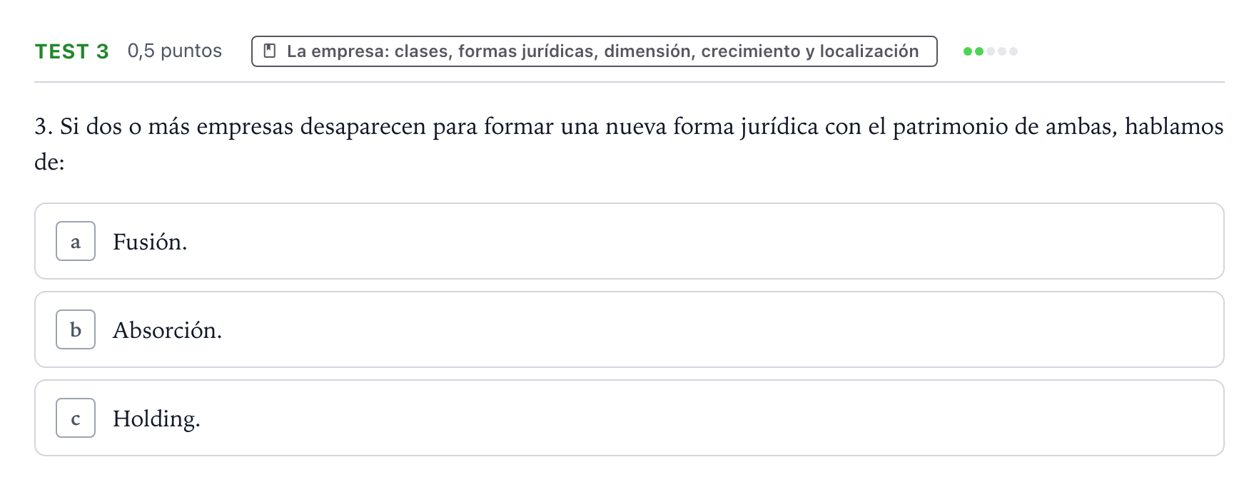 Enunciado: Ejercicio Test 3 · Empresa y Diseño de Modelos de Negocio PAU Castilla y León Extraordinaria 2024