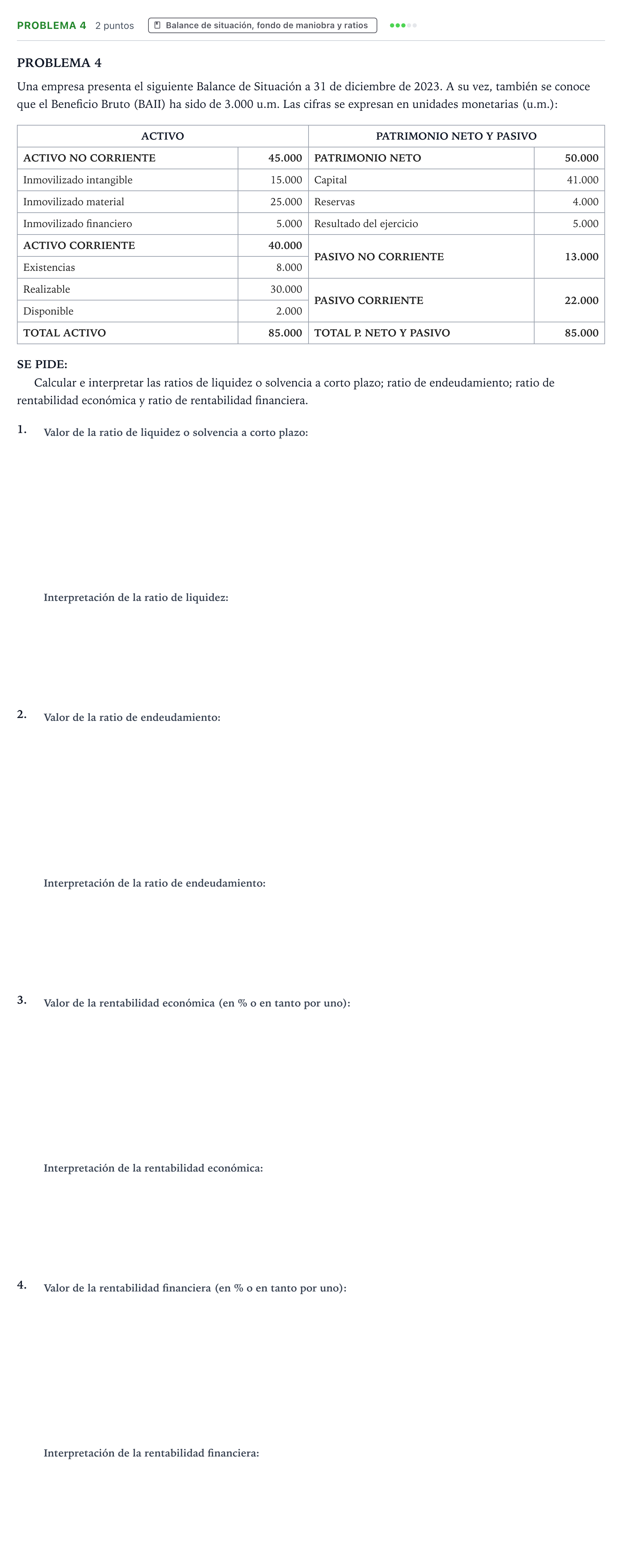 Enunciado: Problema 4 · Empresa y Diseño de Modelos de Negocio PAU Castilla y León Ordinaria 2024