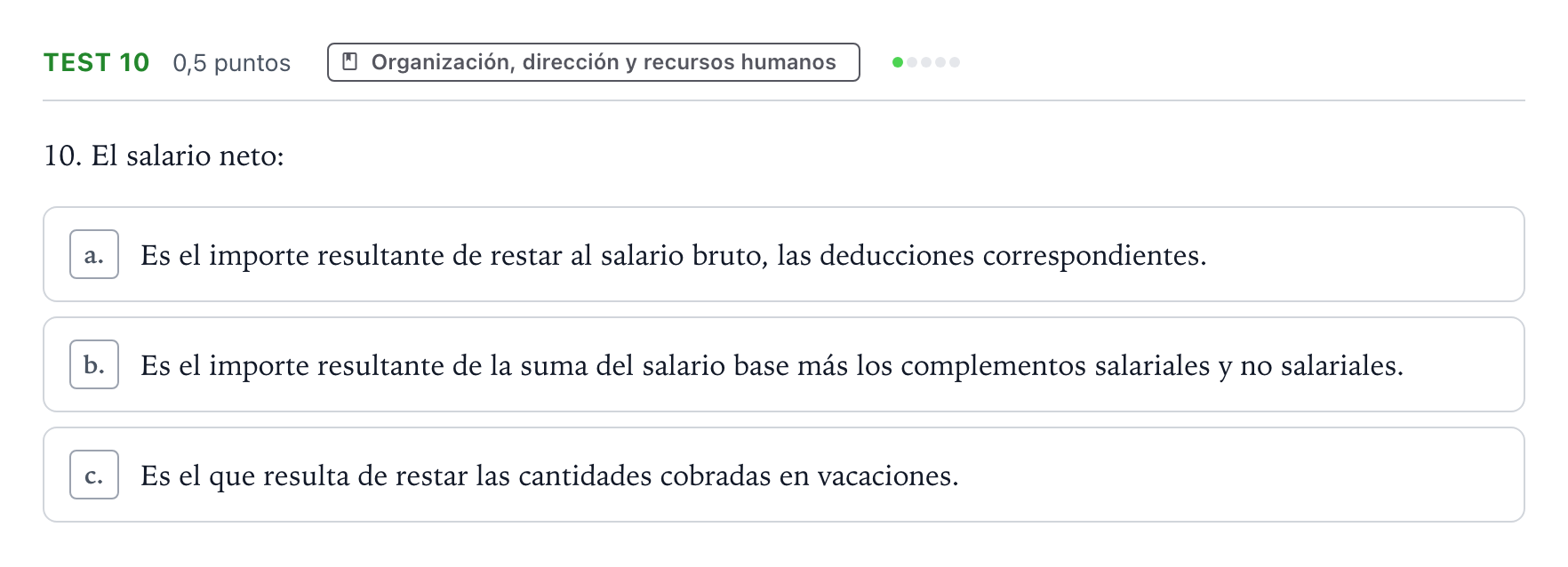 Enunciado: Ejercicio Test 10 · Empresa y Diseño de Modelos de Negocio PAU Castilla y León Ordinaria 2024