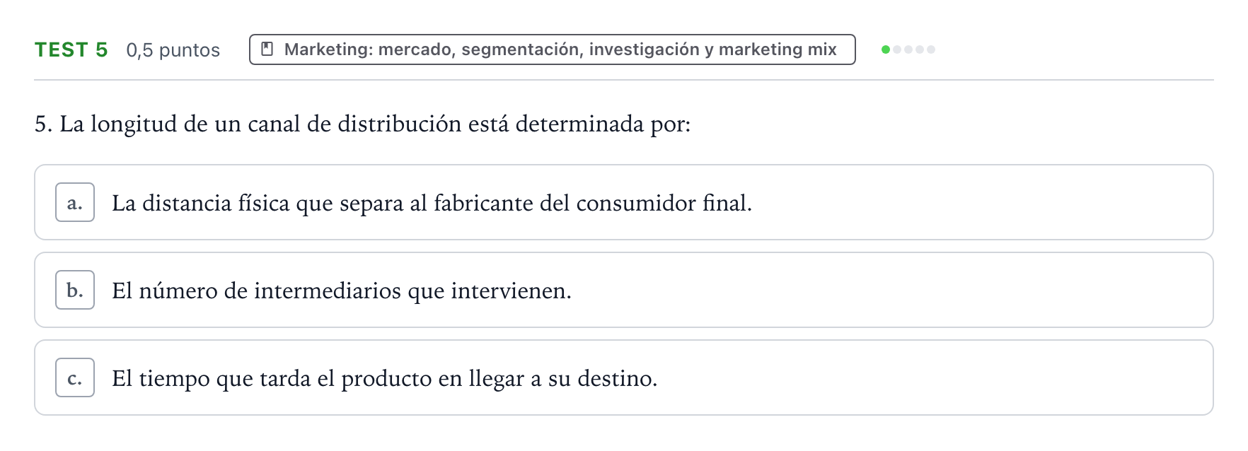 Enunciado: Ejercicio Test 5 · Empresa y Diseño de Modelos de Negocio PAU Castilla y León Ordinaria 2024