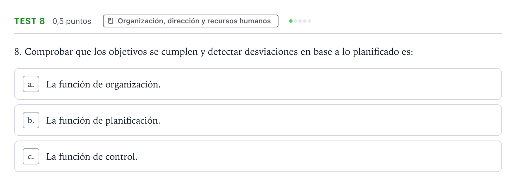 Enunciado: Ejercicio Test 8 · Empresa y Diseño de Modelos de Negocio PAU Castilla y León Ordinaria 2024