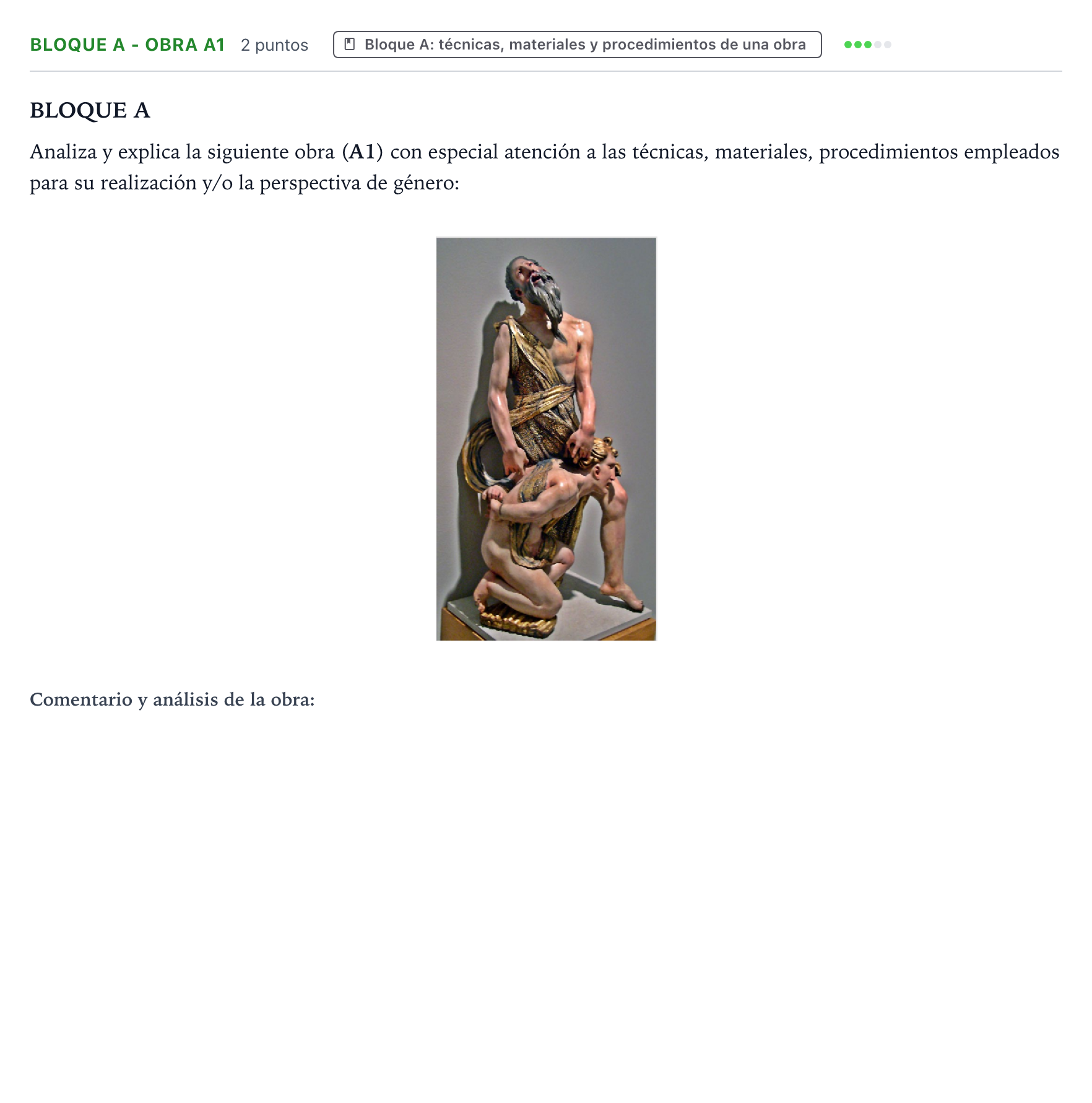 Enunciado: Bloque A - Obra A1 · Fundamentos Artísticos PAU Castilla y León Ordinaria (Fase Mejora de Nota) 2024