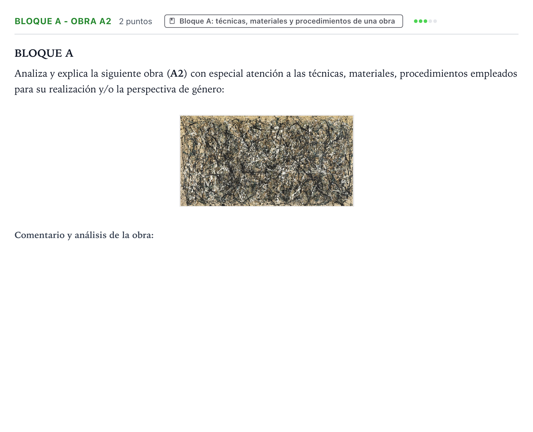 Enunciado: Bloque A - Obra A2 · Fundamentos Artísticos PAU Castilla y León Ordinaria (Fase Mejora de Nota) 2024