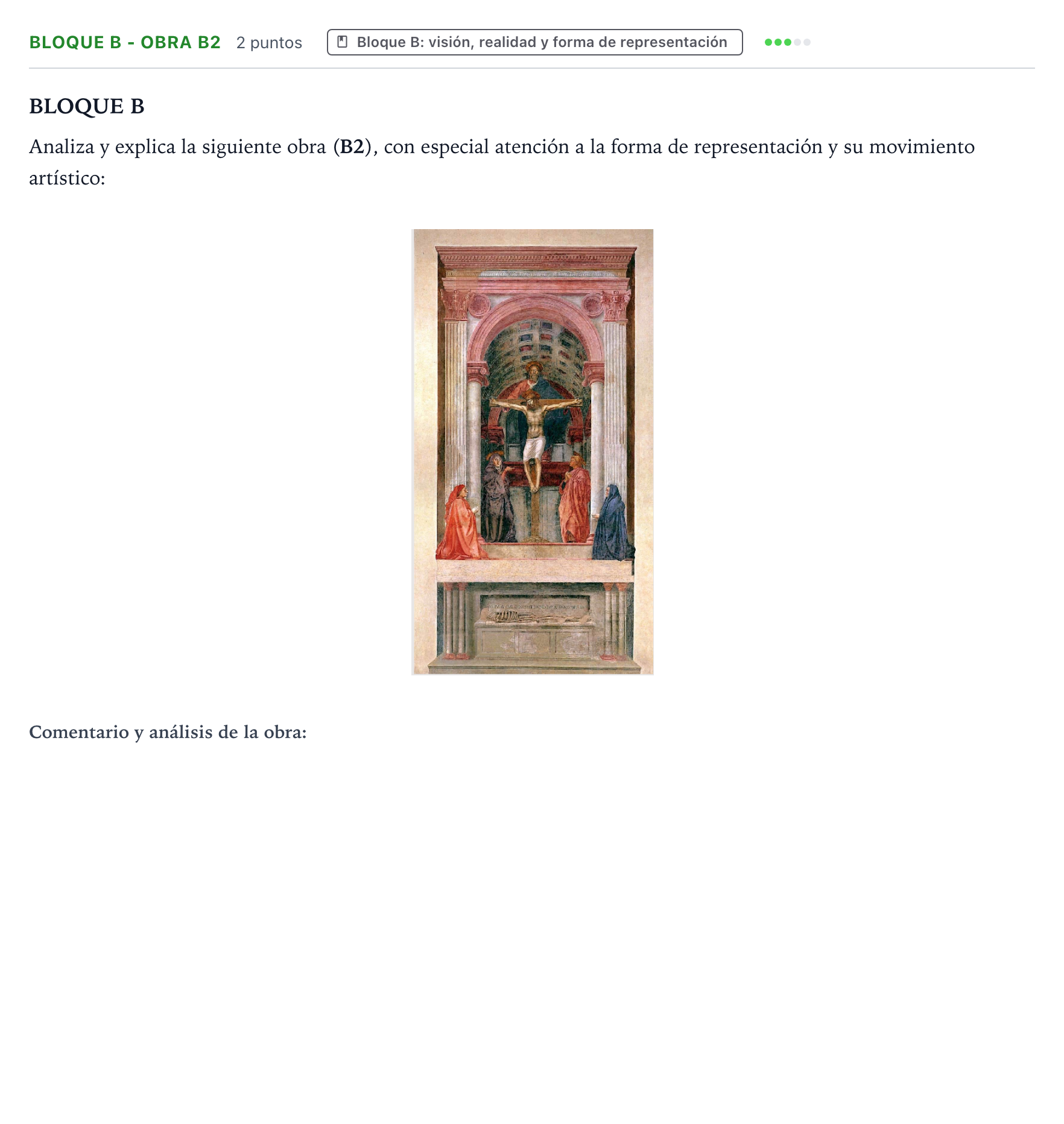 Enunciado: Bloque B - Obra B2 · Fundamentos Artísticos PAU Castilla y León Ordinaria (Fase Mejora de Nota) 2024