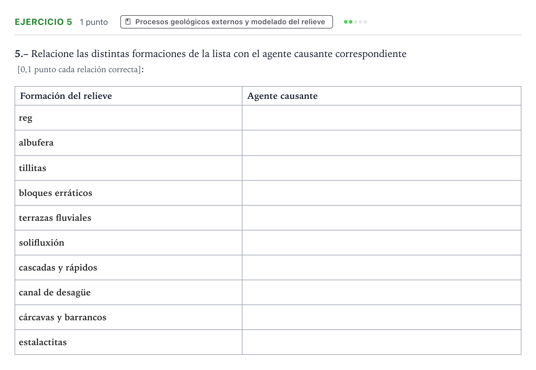 Enunciado: Problema 5 · Geología y Ciencias Ambientales PAU Castilla y León Ordinaria 2024