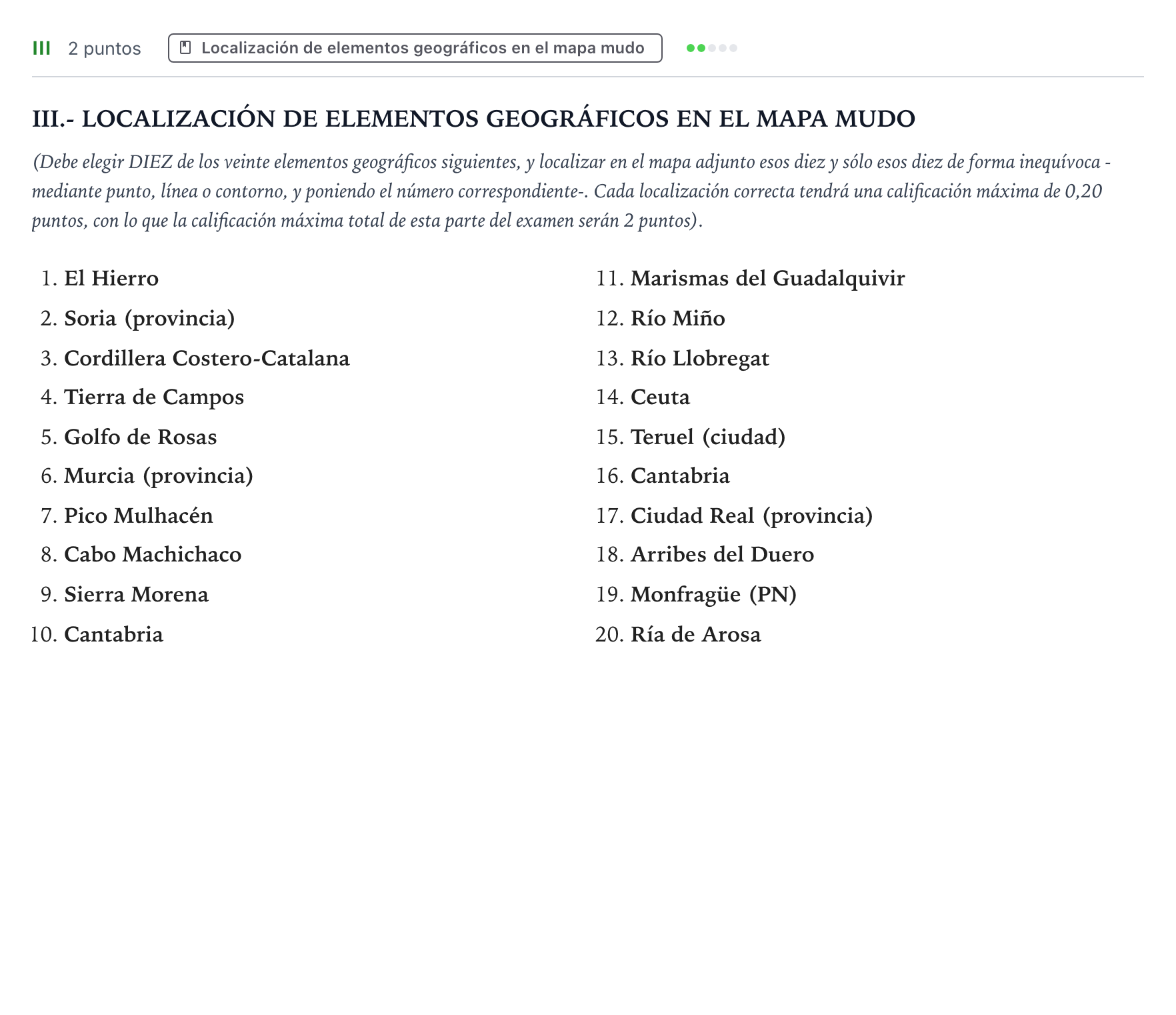Enunciado: Ejercicio III · Geografía PAU Castilla y León Extraordinaria 2024
