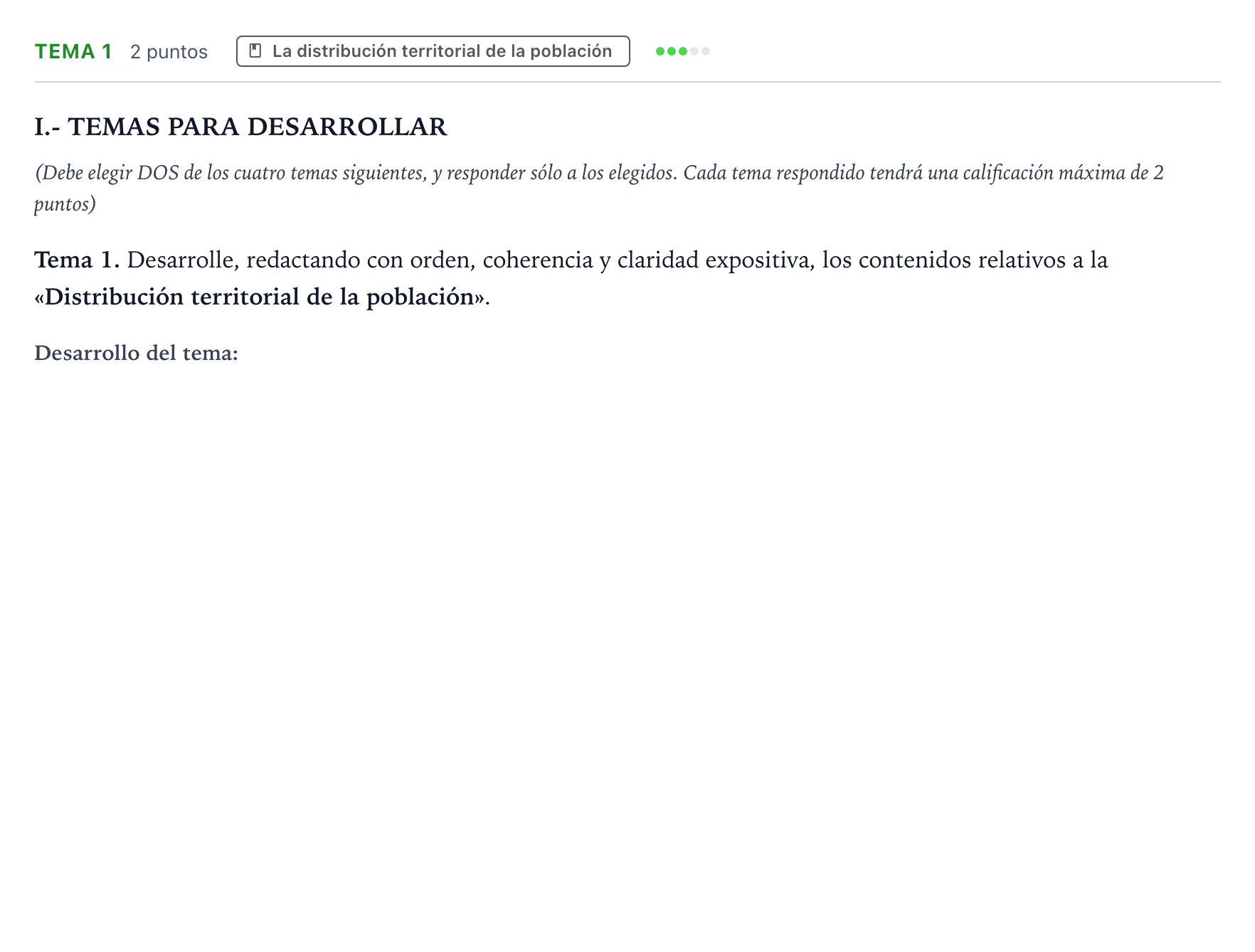 Enunciado: Ejercicio Tema 1 · Geografía PAU Castilla y León Extraordinaria 2024