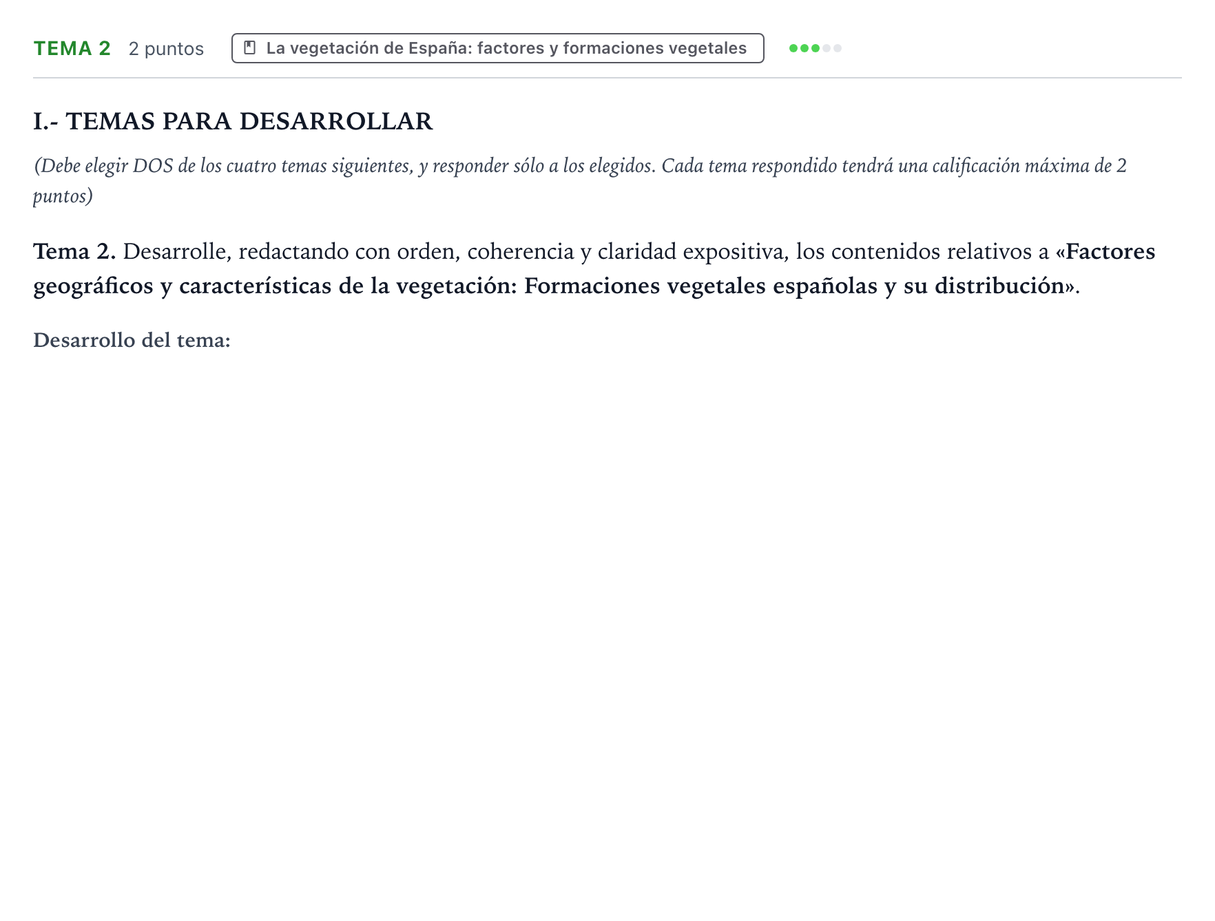 Enunciado: Ejercicio Tema 2 · Geografía PAU Castilla y León Extraordinaria 2024