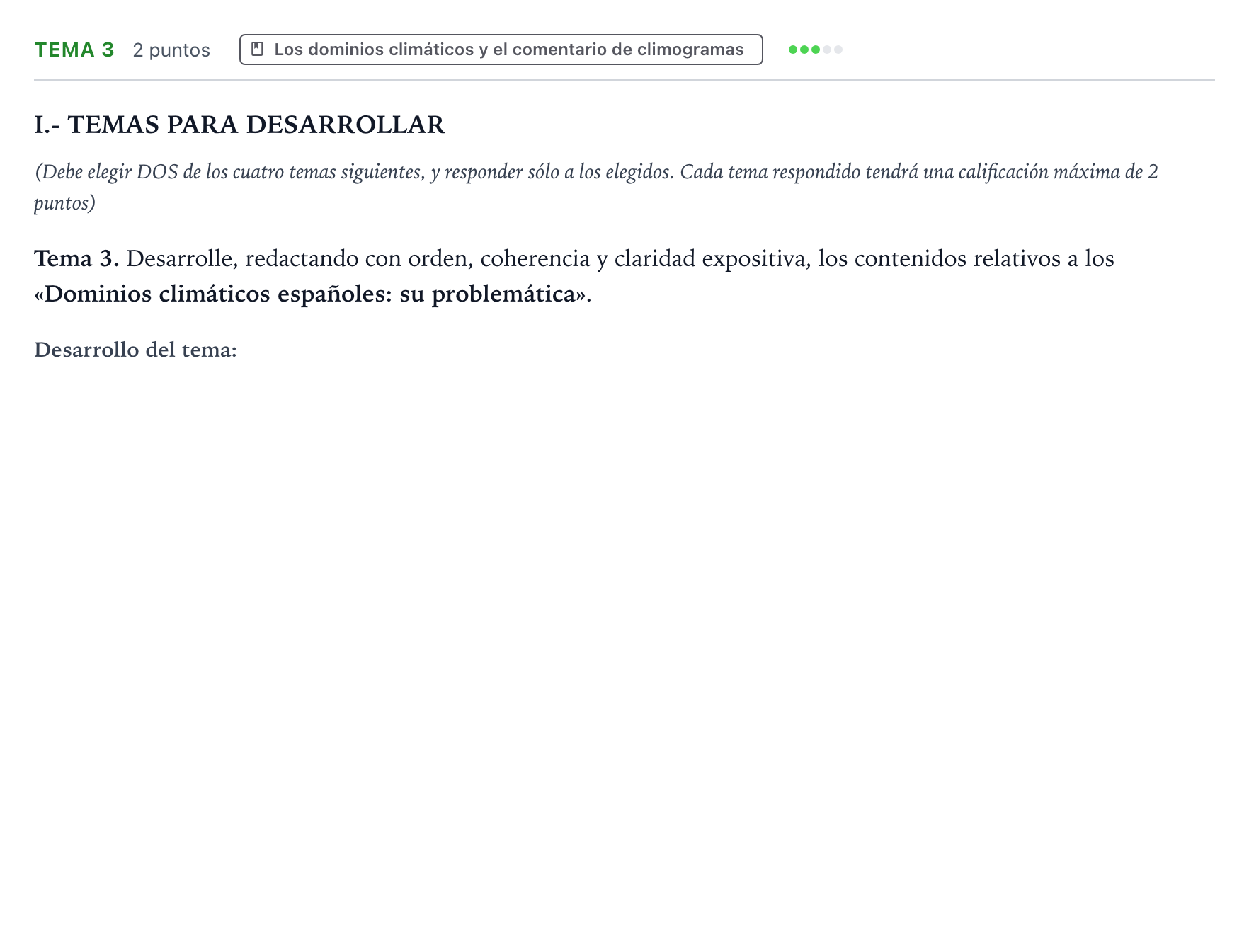 Enunciado: Ejercicio Tema 3 · Geografía PAU Castilla y León Extraordinaria 2024