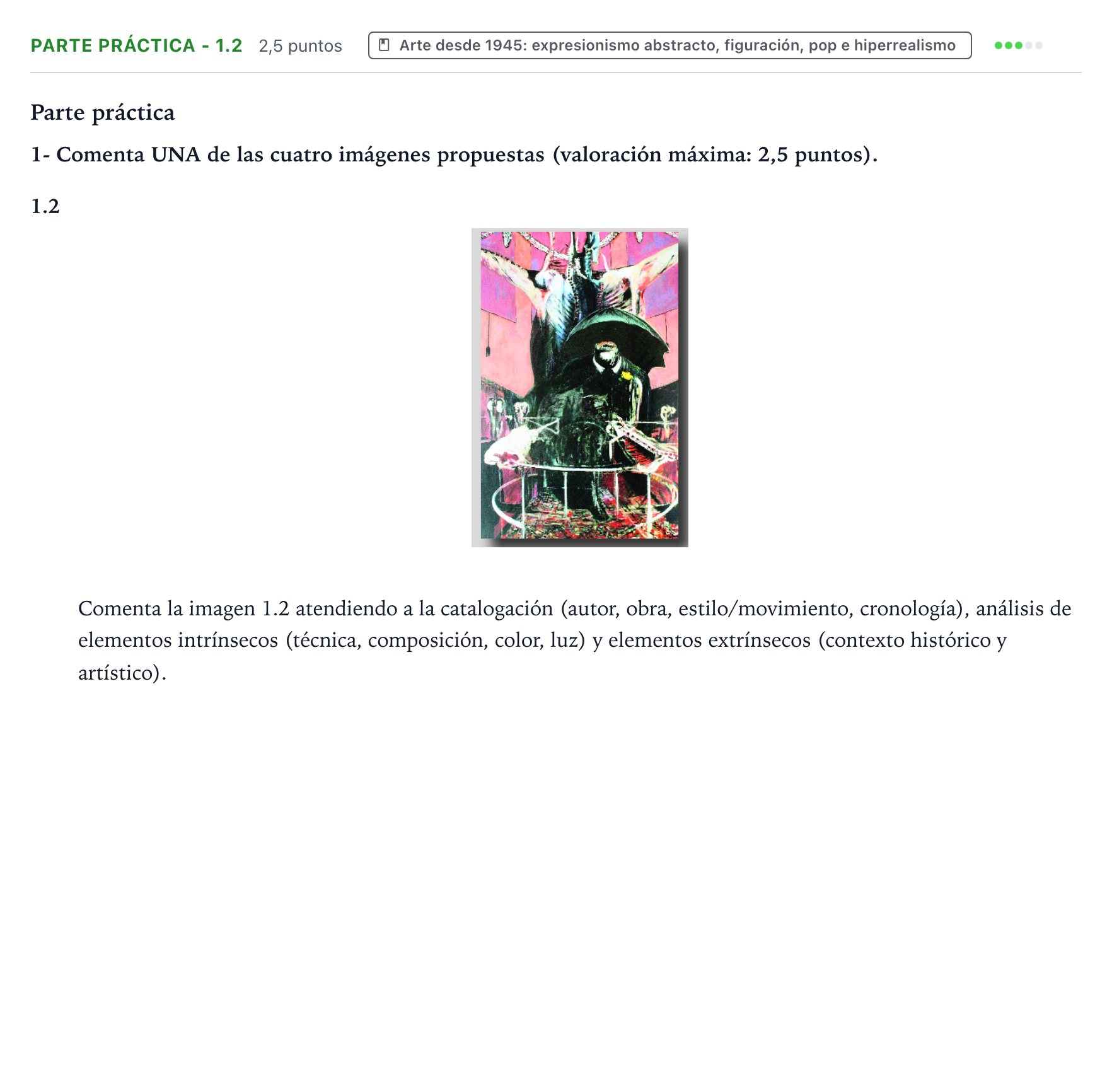 Enunciado: Ejercicio Parte práctica - 1.2 · Fundamentos Artísticos PAU Castilla y León Ordinaria (Fundamentos del Arte II) 2024