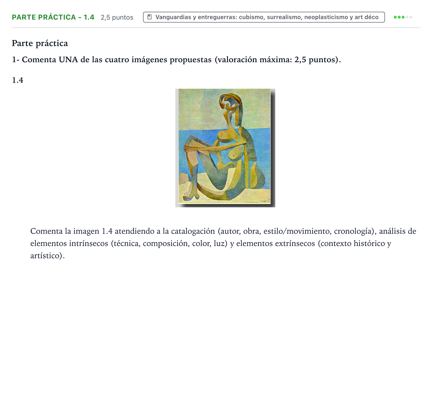 Enunciado: Ejercicio Parte práctica - 1.4 · Fundamentos Artísticos PAU Castilla y León Ordinaria (Fundamentos del Arte II) 2024