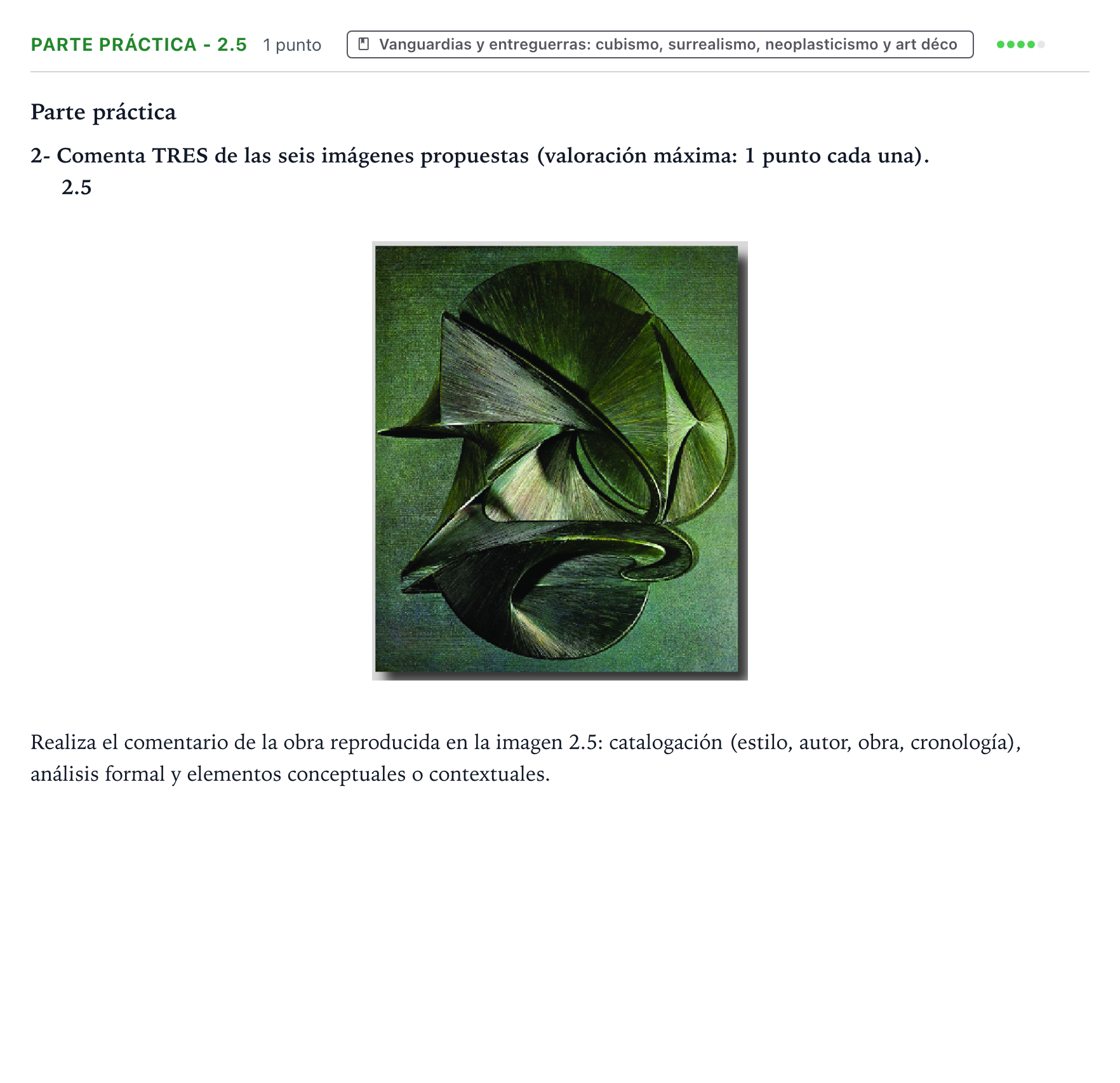 Enunciado: Ejercicio Parte práctica - 2.5 · Fundamentos Artísticos PAU Castilla y León Ordinaria (Fundamentos del Arte II) 2024