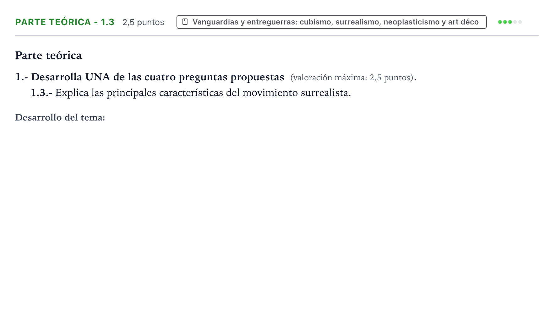 Enunciado: Ejercicio Parte teórica - 1.3 · Fundamentos Artísticos PAU Castilla y León Ordinaria (Fundamentos del Arte II) 2024