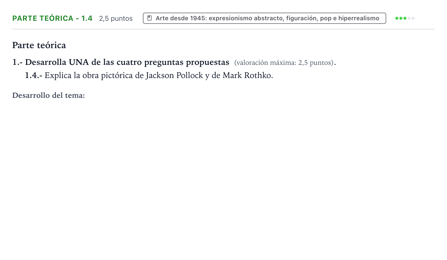 Enunciado: Ejercicio Parte teórica - 1.4 · Fundamentos Artísticos PAU Castilla y León Ordinaria (Fundamentos del Arte II) 2024