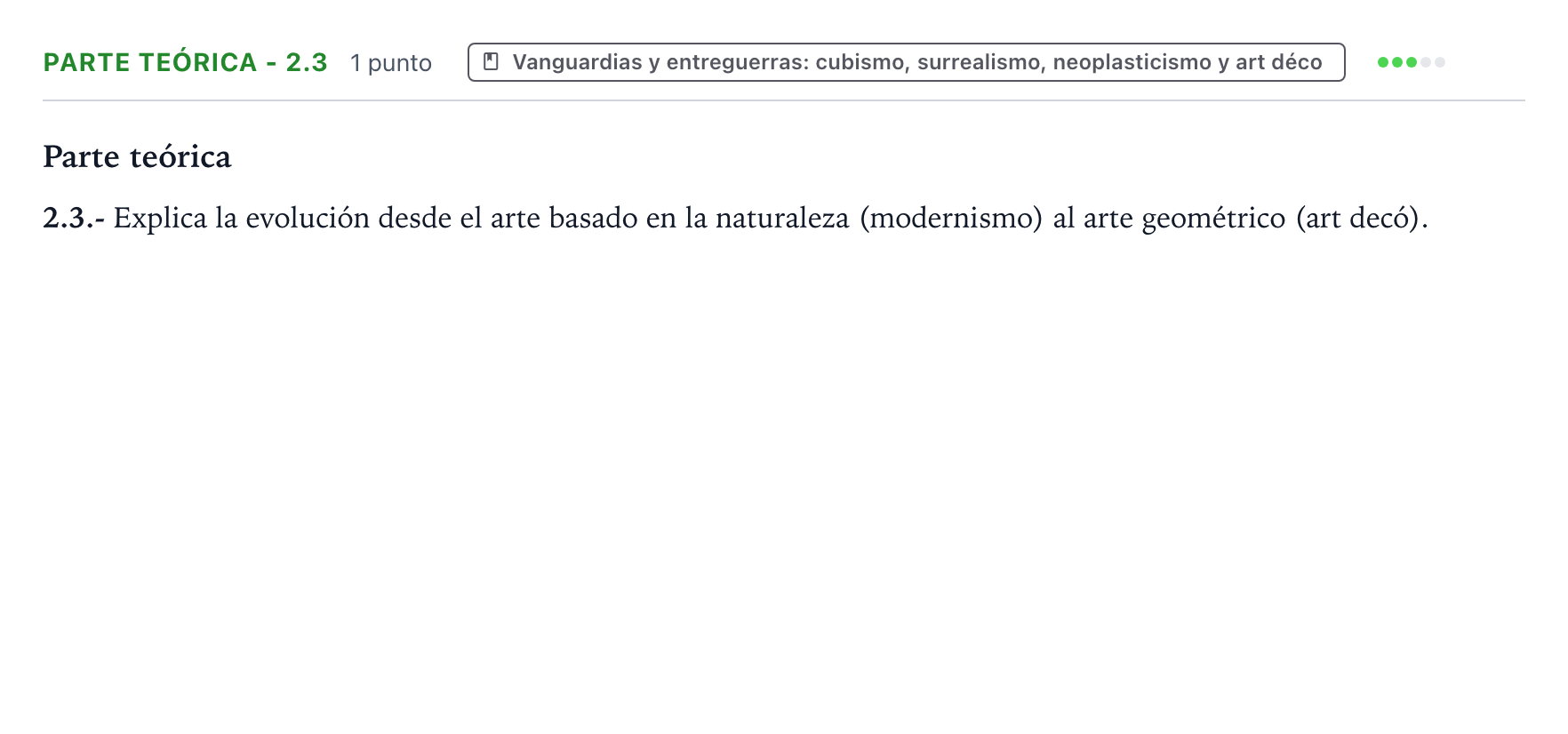 Enunciado: Ejercicio Parte teórica - 2.3 · Fundamentos Artísticos PAU Castilla y León Ordinaria (Fundamentos del Arte II) 2024