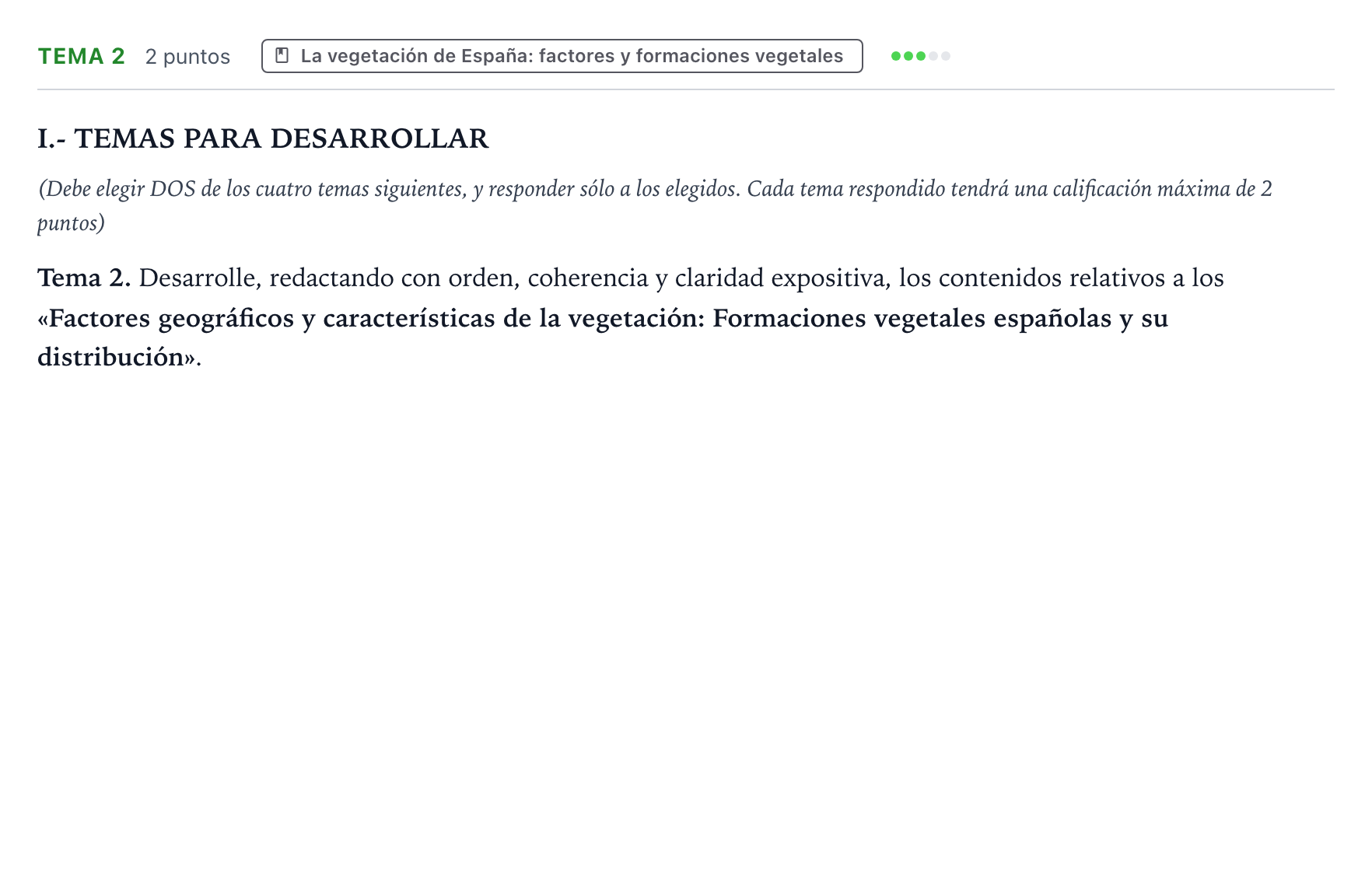 Enunciado: Ejercicio Tema 2 · Geografía PAU Castilla y León Ordinaria 2024