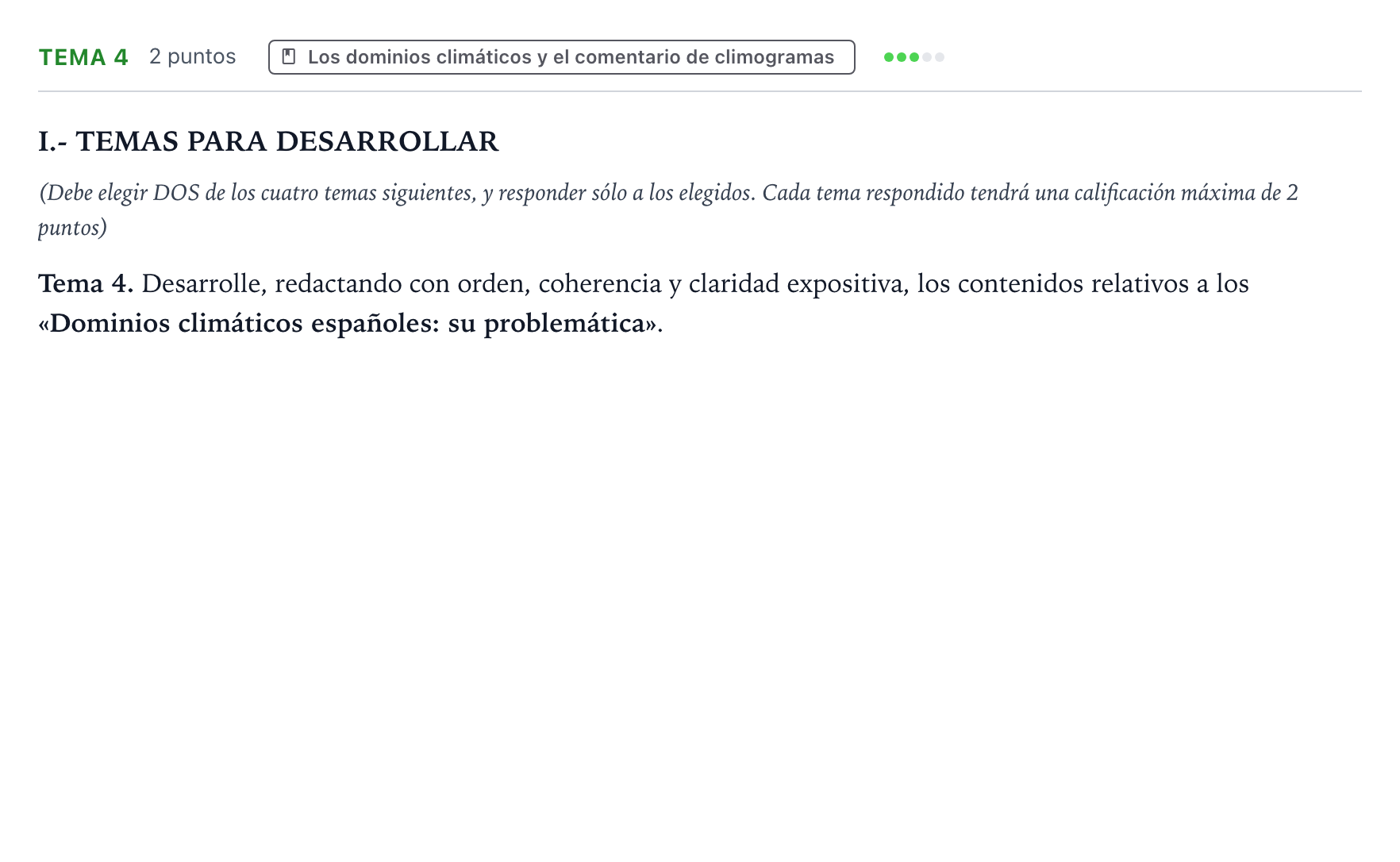 Enunciado: Ejercicio Tema 4 · Geografía PAU Castilla y León Ordinaria 2024