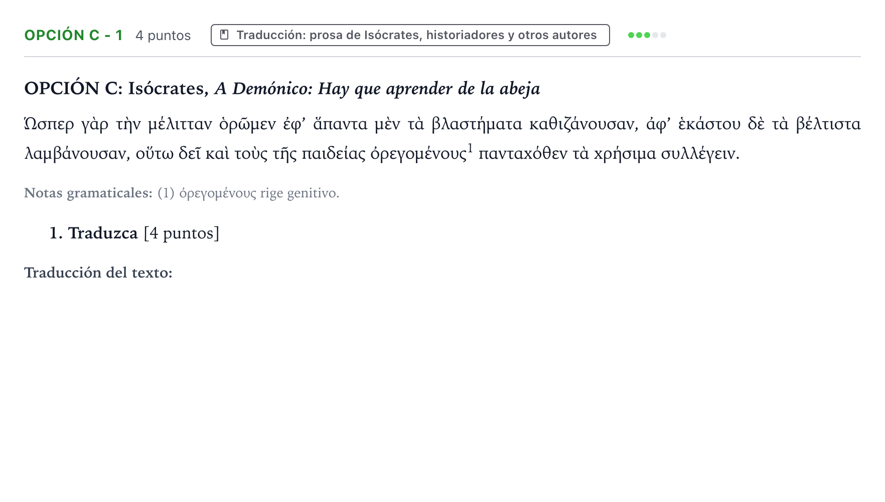 Enunciado: Opción C - 1 · Griego II PAU Castilla y León Extraordinaria 2024