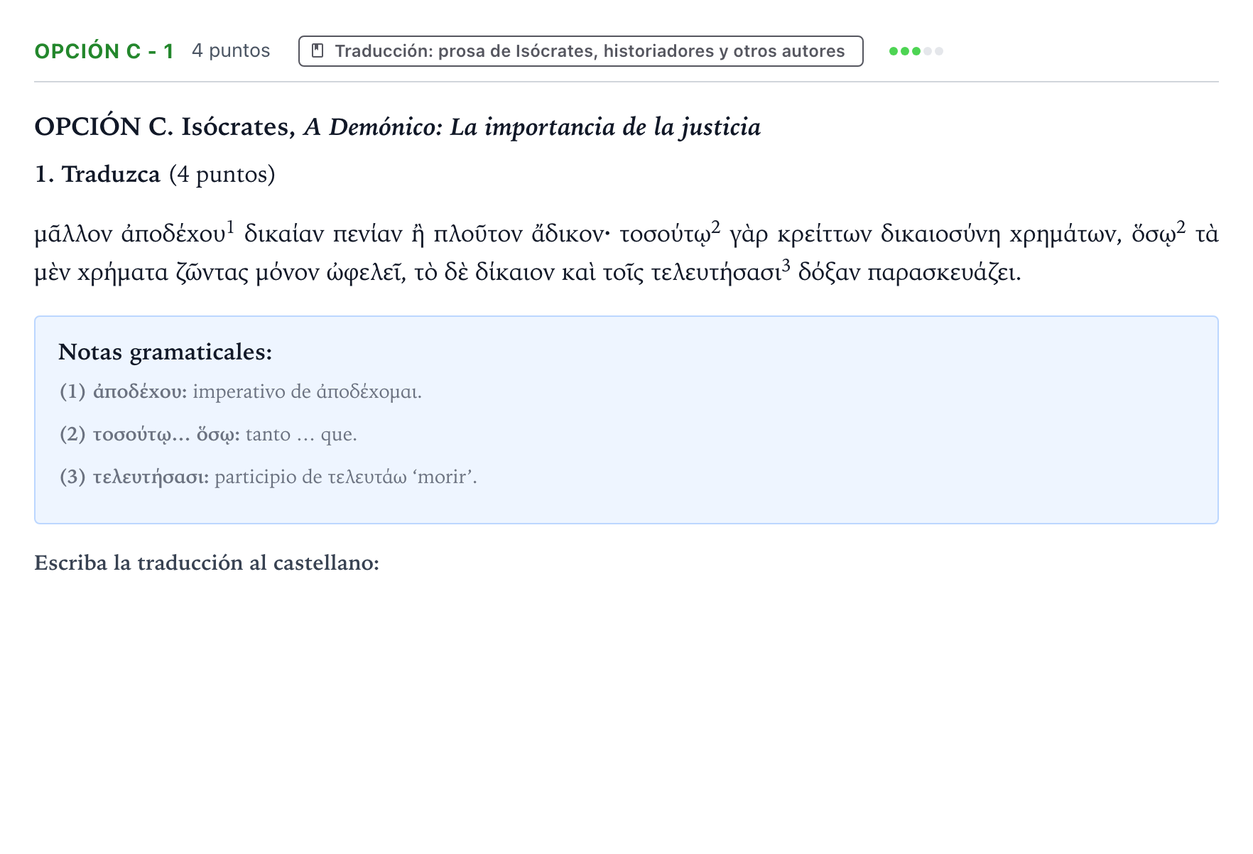 Enunciado: Opción C - 1 · Griego II PAU Castilla y León Ordinaria 2024