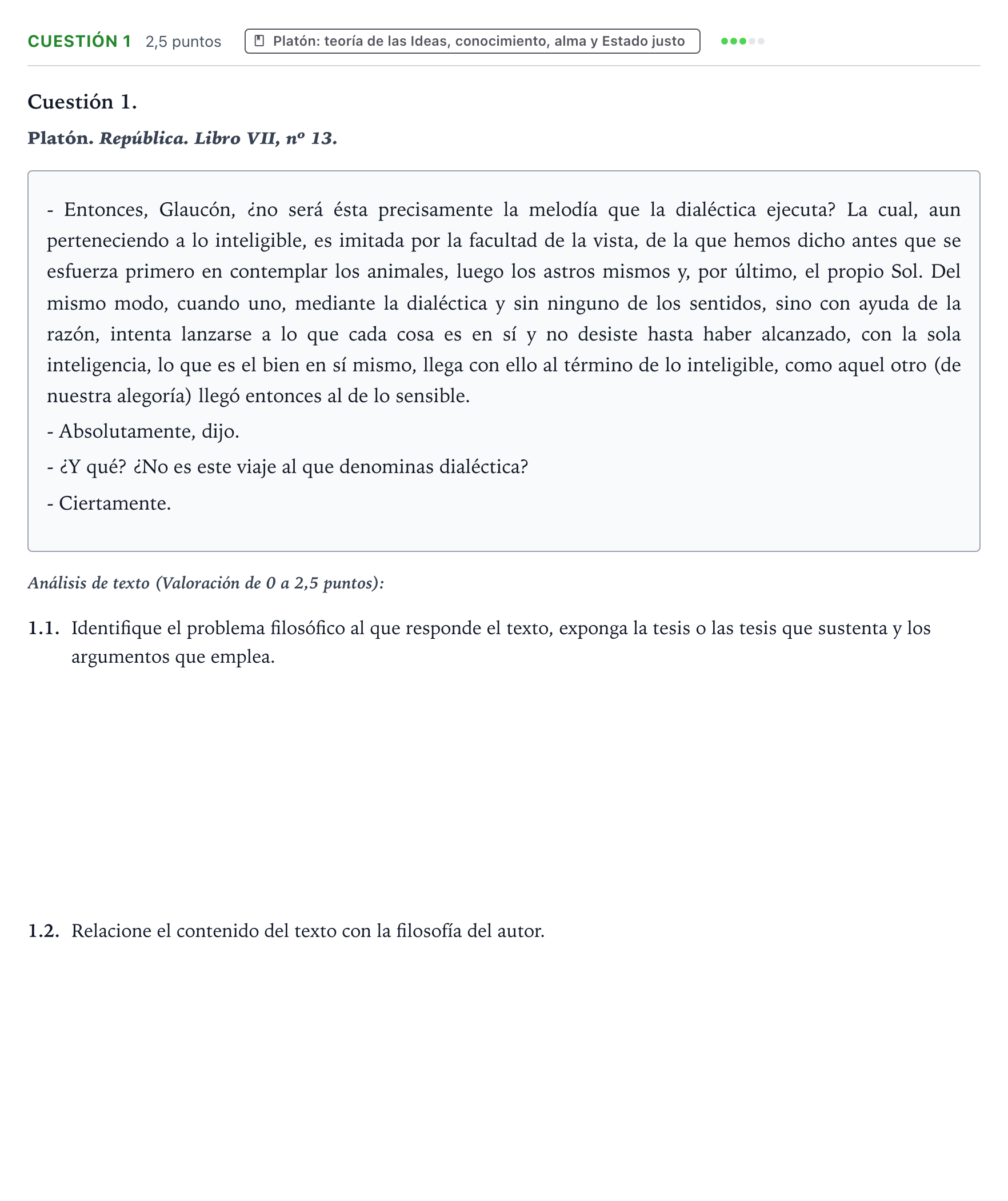 Enunciado: Cuestión 1 · Historia de la Filosofía PAU Castilla y León Ordinaria 2024