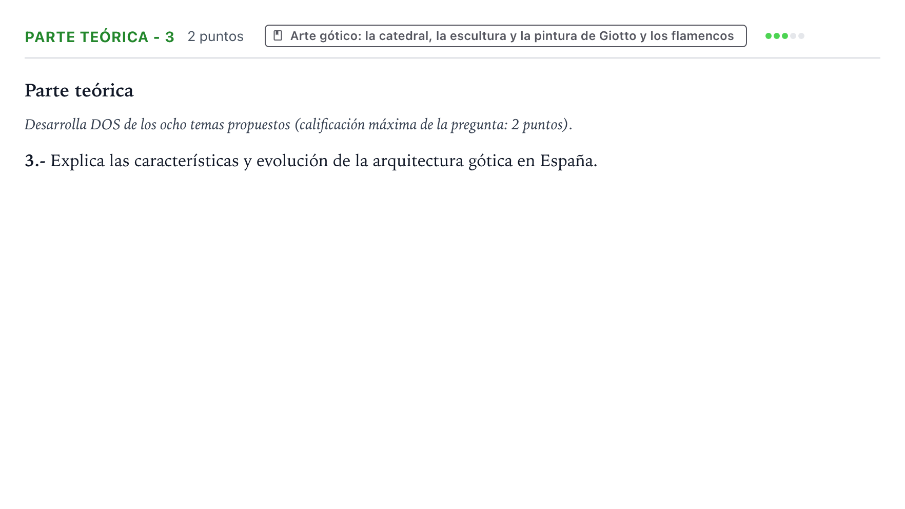 Enunciado: Ejercicio Parte teórica - 3 · Historia del Arte PAU Castilla y León Extraordinaria 2024