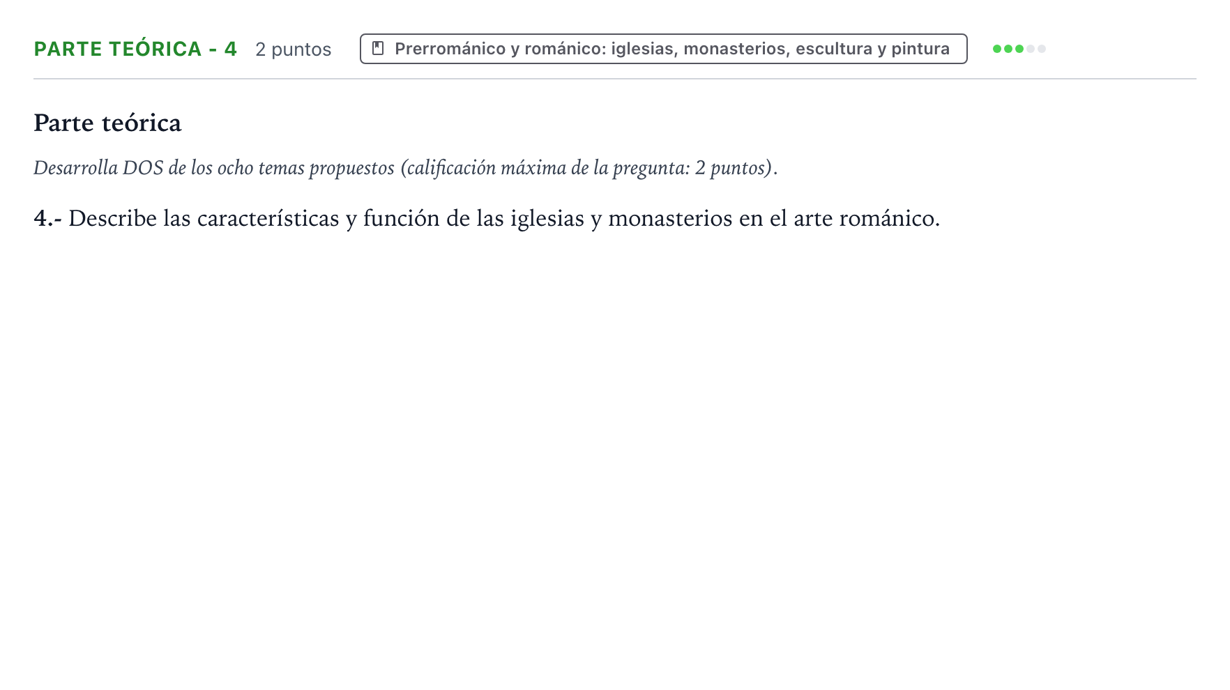 Enunciado: Ejercicio Parte teórica - 4 · Historia del Arte PAU Castilla y León Extraordinaria 2024