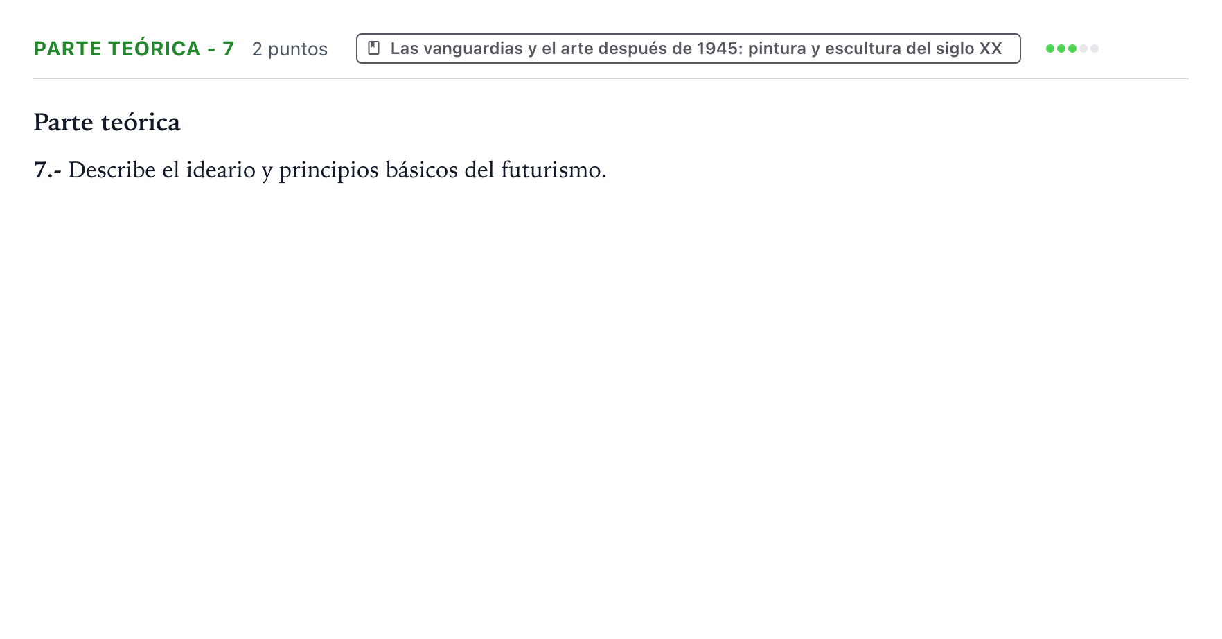 Enunciado: Ejercicio Parte teórica - 7 · Historia del Arte PAU Castilla y León Extraordinaria 2024