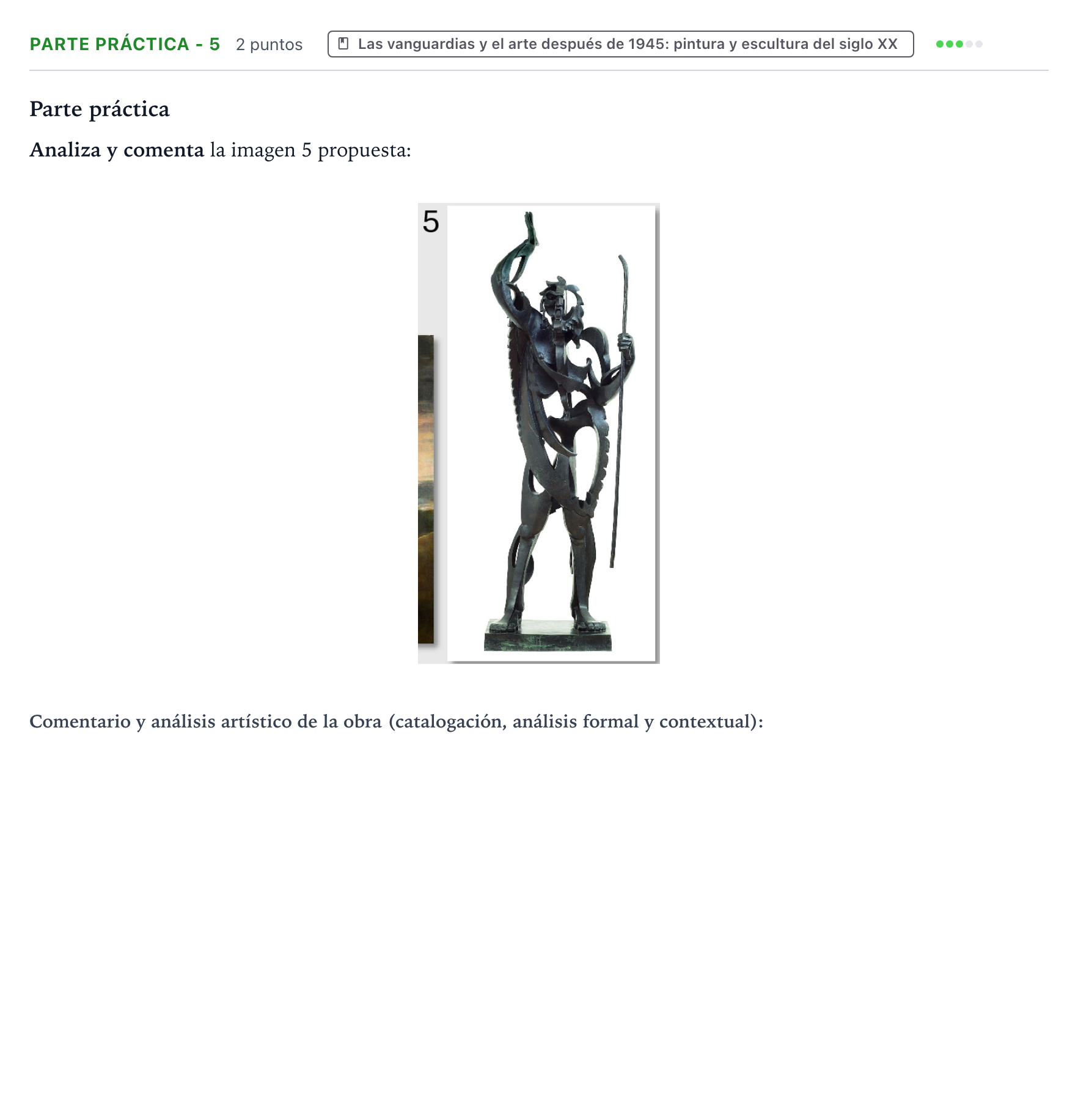 Enunciado: Ejercicio Parte práctica - 5 · Historia del Arte PAU Castilla y León Ordinaria 2024