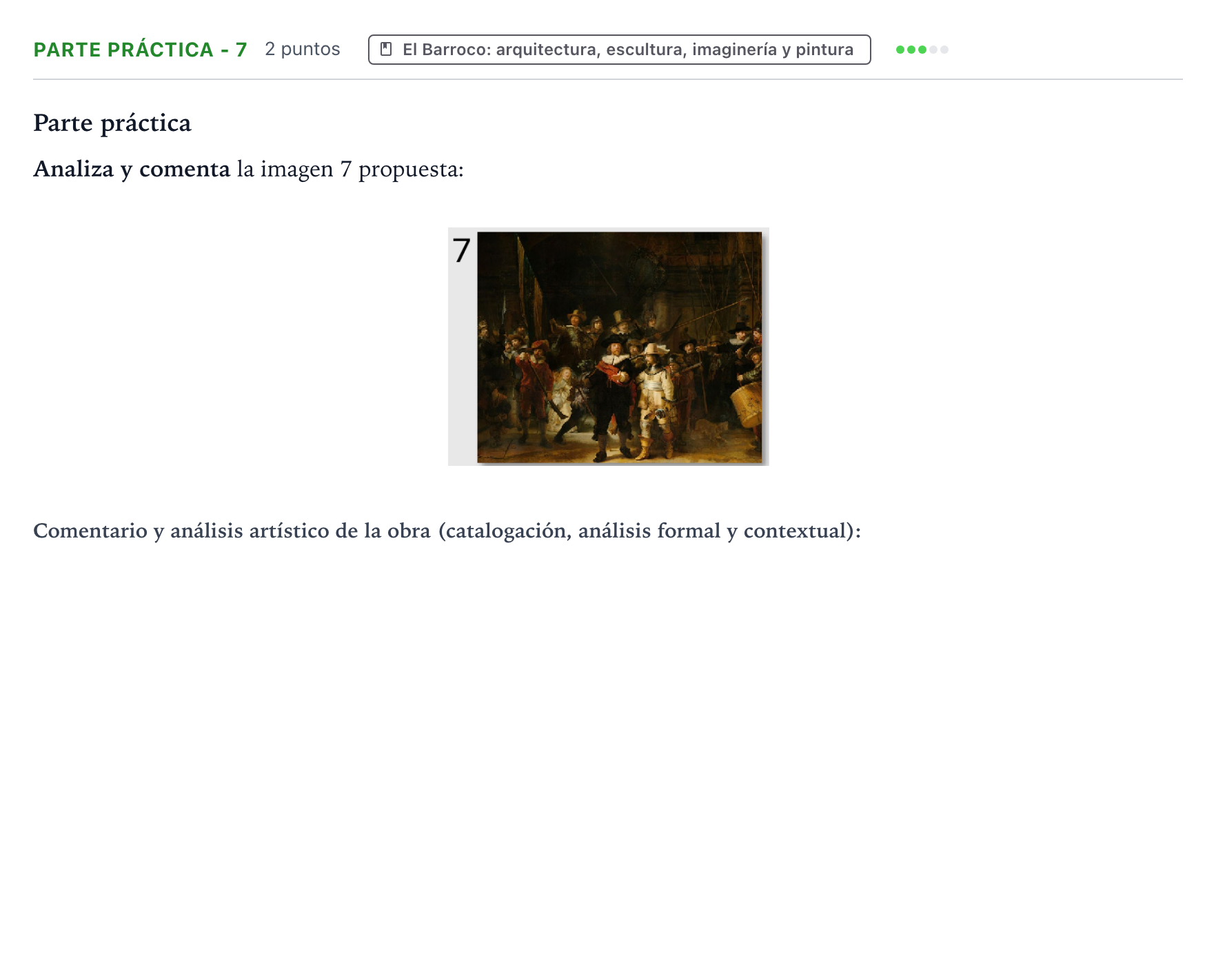 Enunciado: Ejercicio Parte práctica - 7 · Historia del Arte PAU Castilla y León Ordinaria 2024