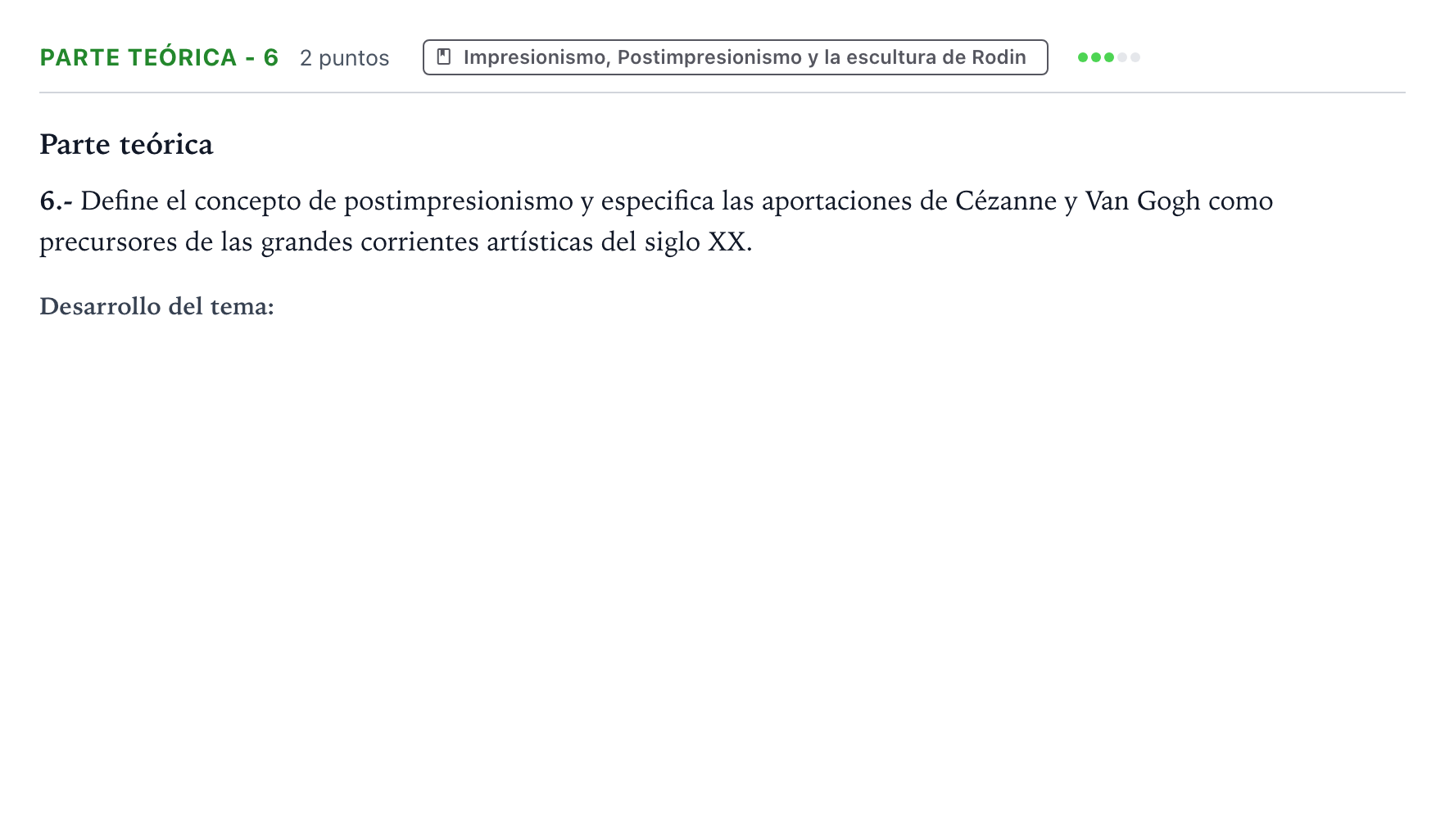 Enunciado: Ejercicio Parte teórica - 6 · Historia del Arte PAU Castilla y León Ordinaria 2024