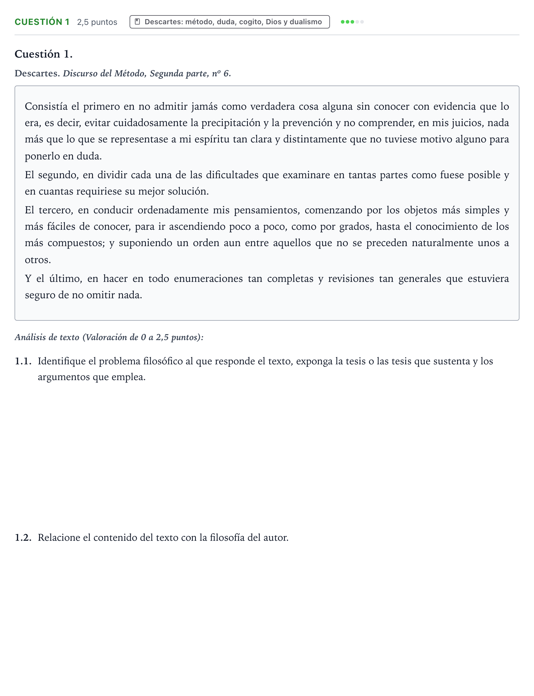 Enunciado: Cuestión 1 · Historia de la Filosofía PAU Castilla y León Ordinaria (Fase Mejora de Nota) 2024