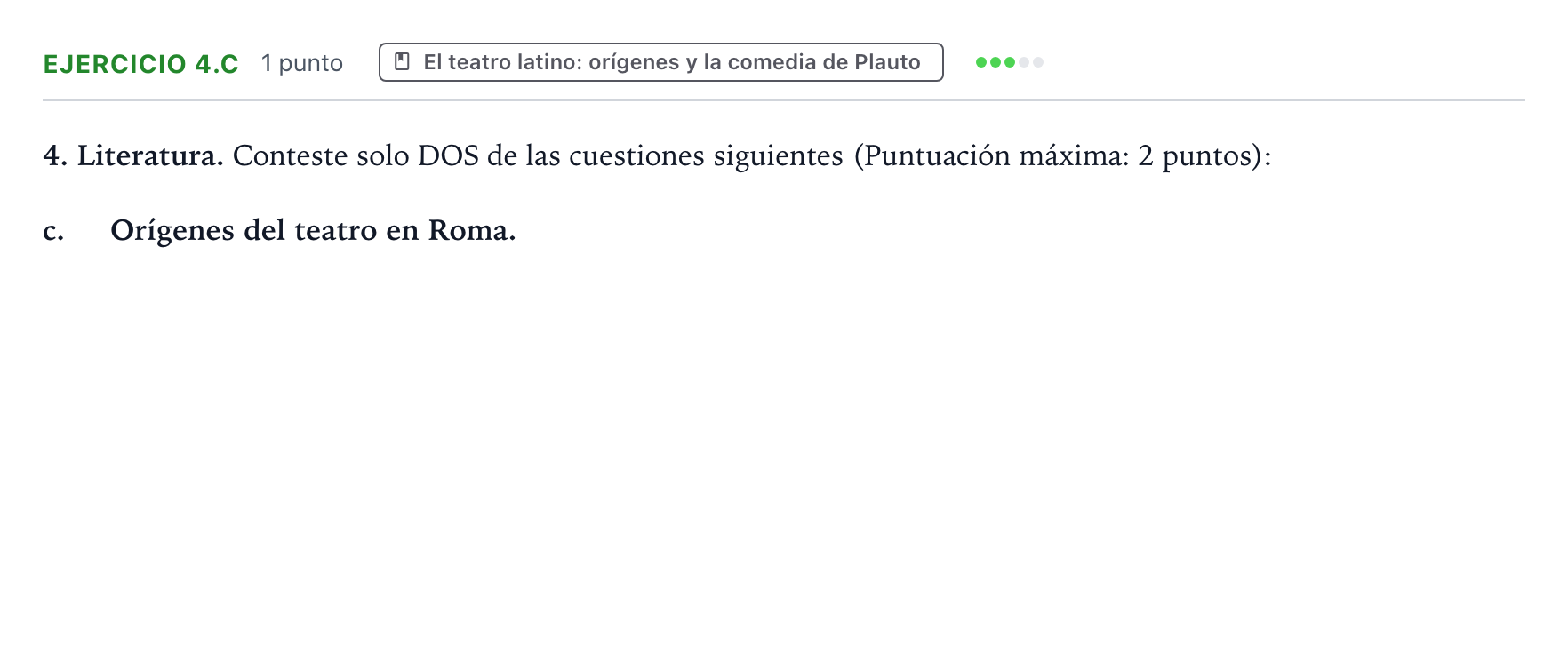 Enunciado: Ejercicio 4.c · Latín II PAU Castilla y León Extraordinaria 2024