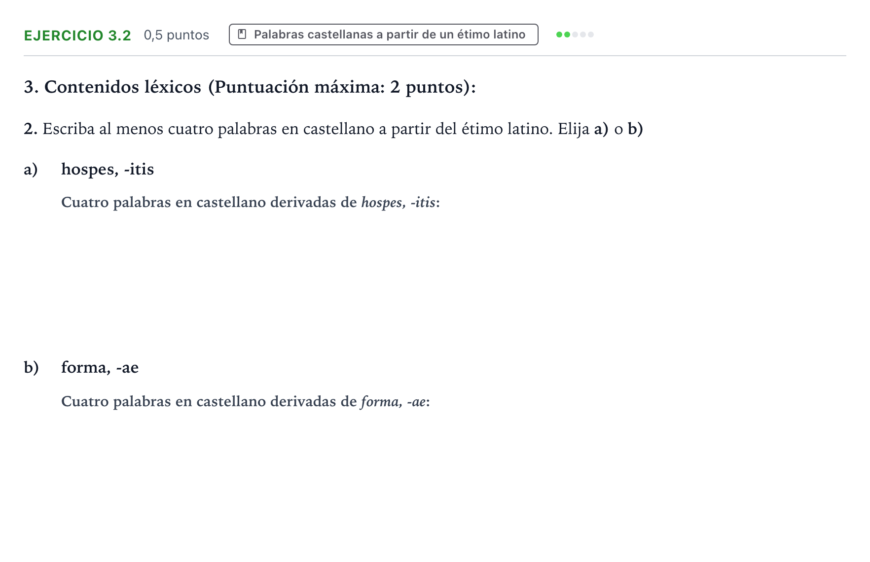 Enunciado: Ejercicio 3.2 · Latín II PAU Castilla y León Ordinaria 2024