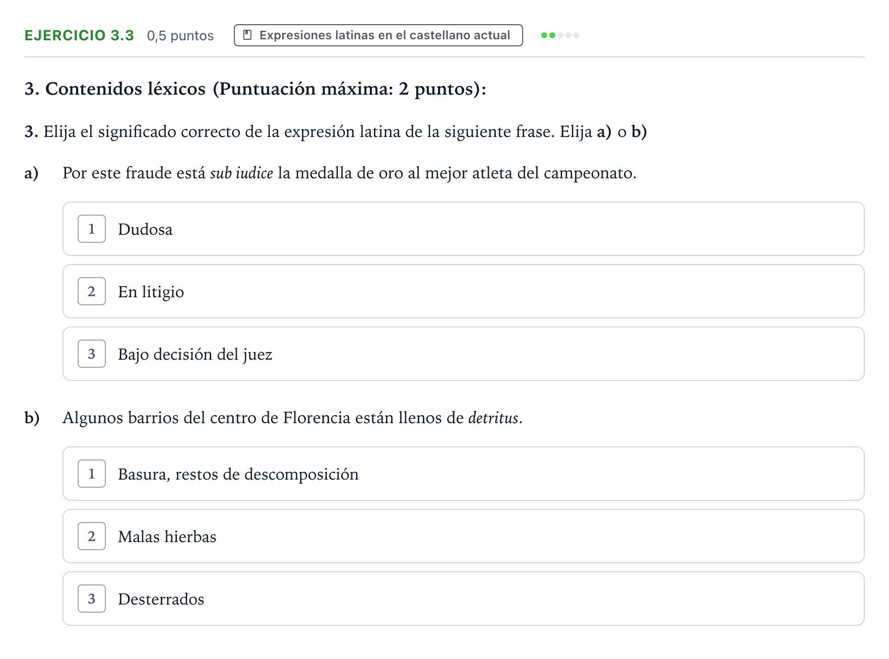 Enunciado: Ejercicio 3.3 · Latín II PAU Castilla y León Ordinaria 2024