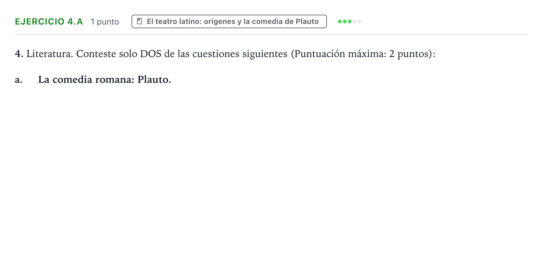Enunciado: Ejercicio 4.a · Latín II PAU Castilla y León Ordinaria 2024