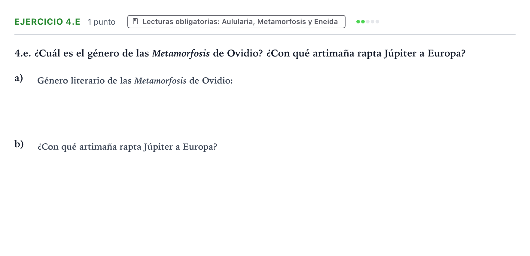 Enunciado: Ejercicio 4.e · Latín II PAU Castilla y León Ordinaria 2024