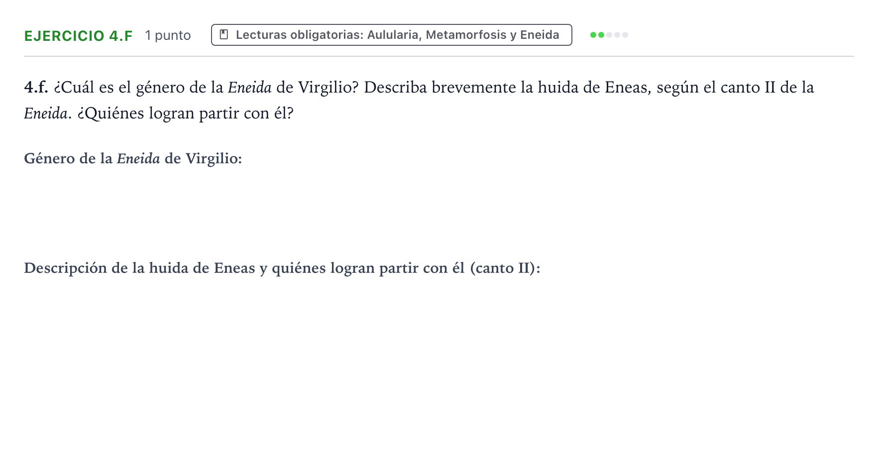 Enunciado: Ejercicio 4.f · Latín II PAU Castilla y León Ordinaria 2024