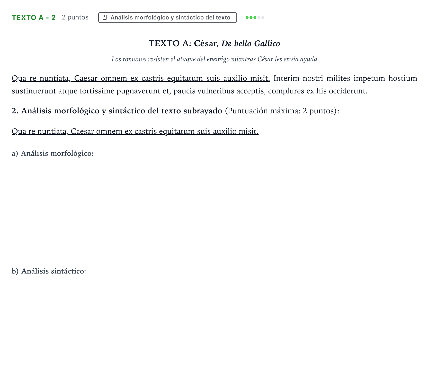Enunciado: Ejercicio Texto A - 2 · Latín II PAU Castilla y León Ordinaria 2024
