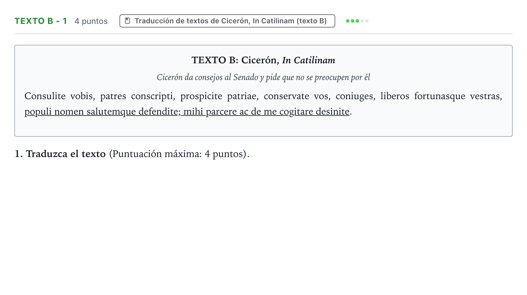 Enunciado: Ejercicio Texto B - 1 · Latín II PAU Castilla y León Ordinaria 2024