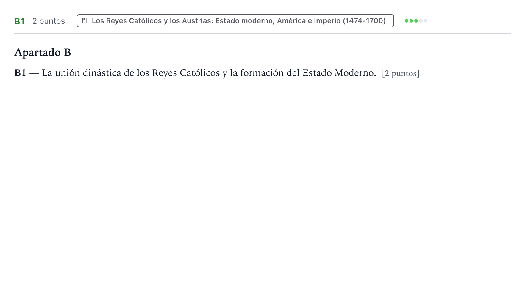 Enunciado: Ejercicio B1 · Historia de España PAU Castilla y León Extraordinaria 2024