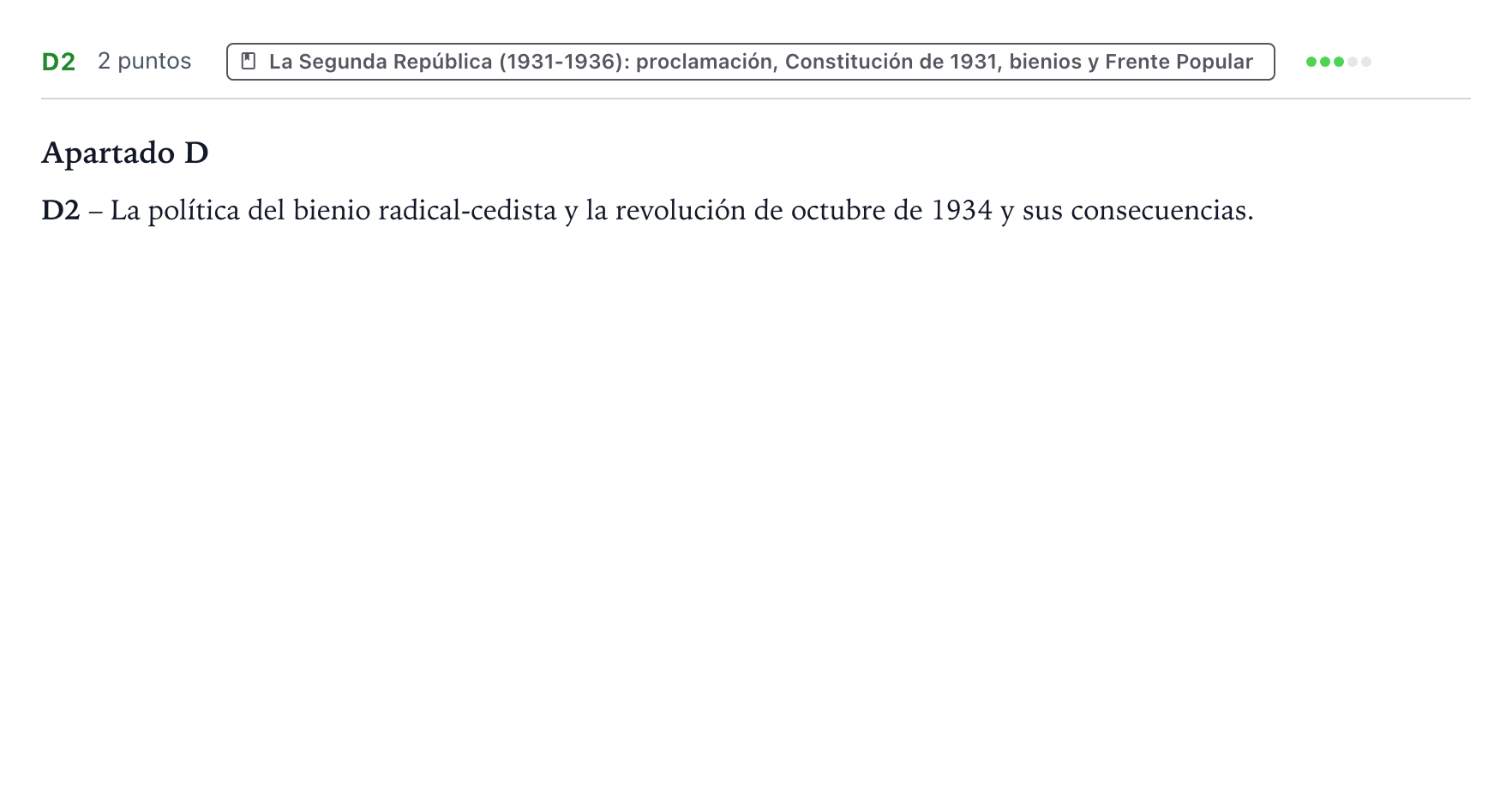 Enunciado: Ejercicio D2 · Historia de España PAU Castilla y León Extraordinaria 2024