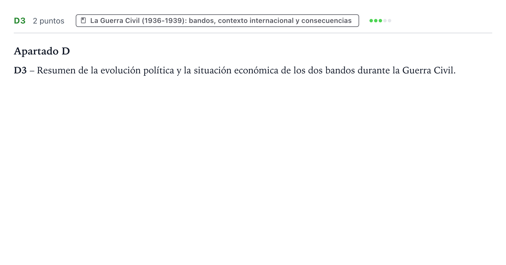 Enunciado: Ejercicio D3 · Historia de España PAU Castilla y León Extraordinaria 2024
