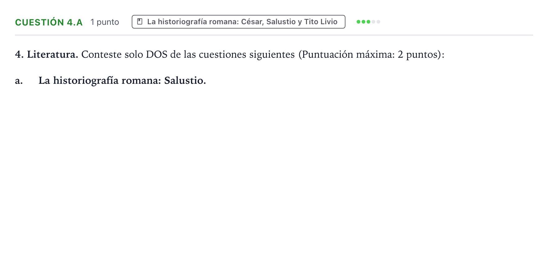 Enunciado: Cuestión 4.a · Latín II PAU Castilla y León Ordinaria (Fase Mejora de Nota) 2024